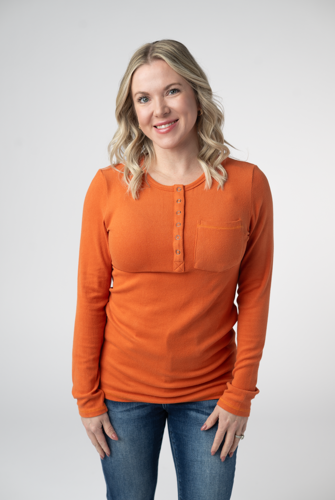 08.21 EN ROUTE Georgia Long Sleeve Top - Pumpkin Spice-Tops-Dear Me Southern Boutique, located in DeRidder, Louisiana
