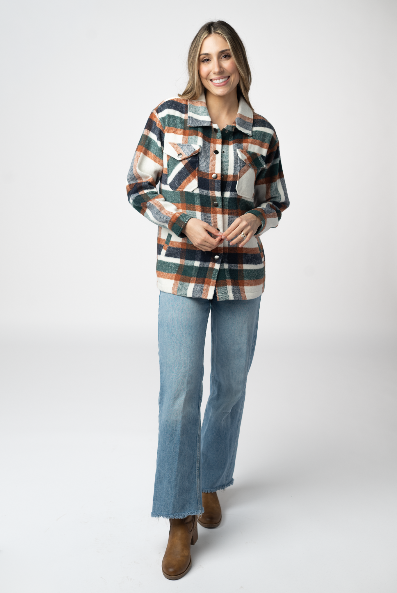 08.21 EN ROUTE Norah Shacket - Harvest Plaid-shacket-Dear Me Southern Boutique, located in DeRidder, Louisiana