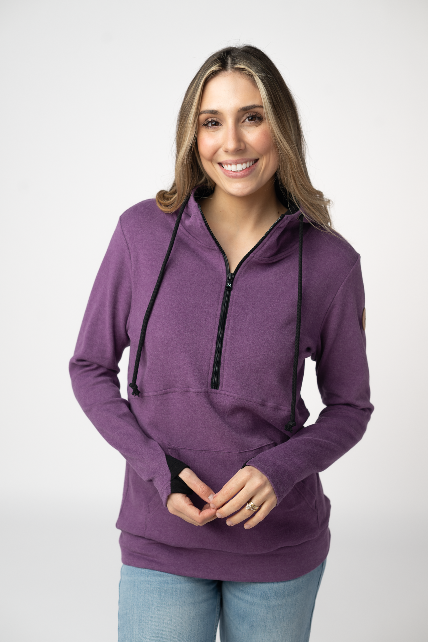 09.02 EN ROUTE Classic HalfZip Hoodie - Black and Purple-Hoodie-Dear Me Southern Boutique, located in DeRidder, Louisiana