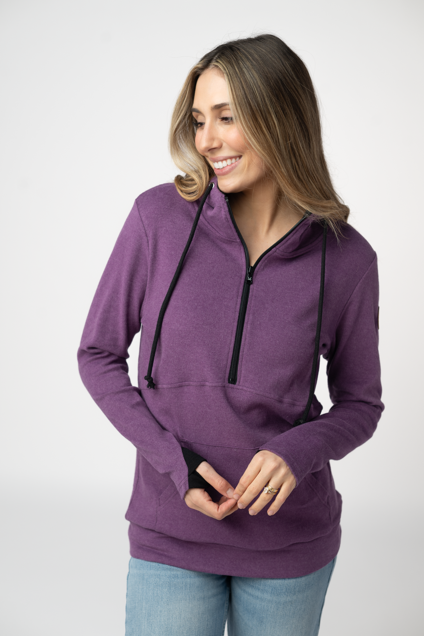 09.02 EN ROUTE Classic HalfZip Hoodie - Black and Purple-Hoodie-Dear Me Southern Boutique, located in DeRidder, Louisiana