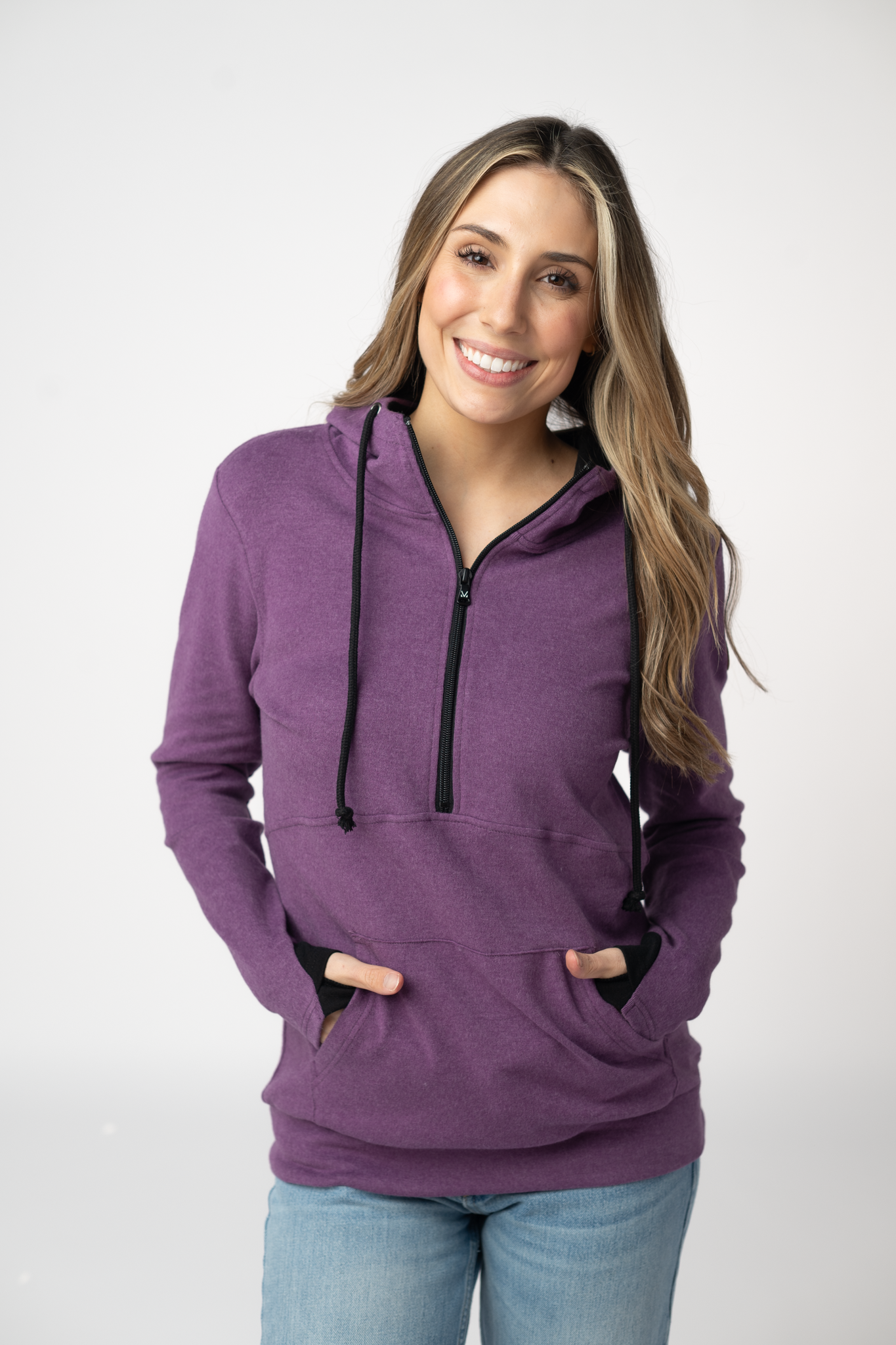09.02 EN ROUTE Classic HalfZip Hoodie - Black and Purple-Hoodie-Dear Me Southern Boutique, located in DeRidder, Louisiana
