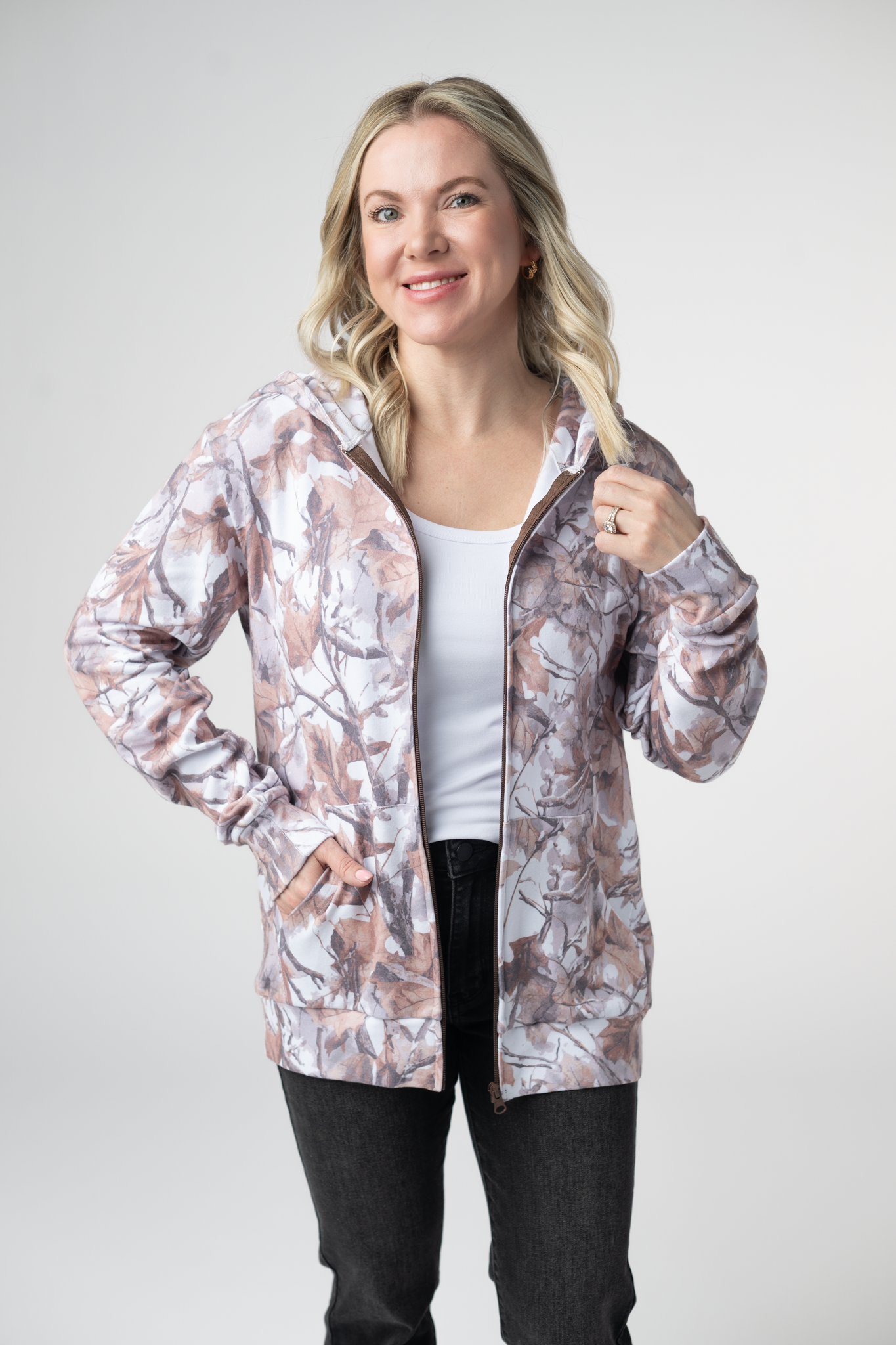 09.09 EN ROUTE Fullzip Hoodie - Woodsy Camo-hoodie-Dear Me Southern Boutique, located in DeRidder, Louisiana
