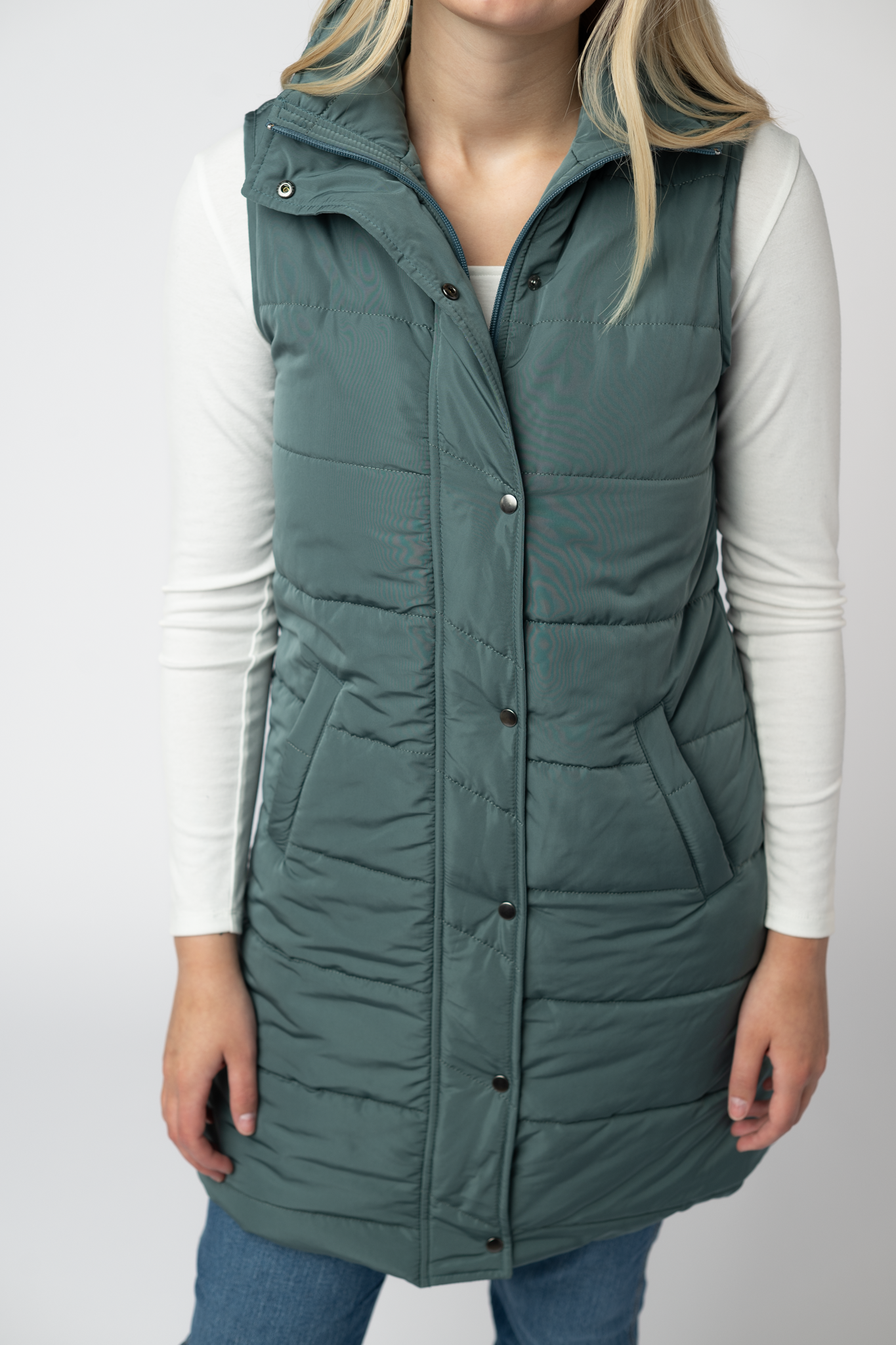09.09 EN ROUTE Harlow Long Vest - Teal-clothing-Dear Me Southern Boutique, located in DeRidder, Louisiana