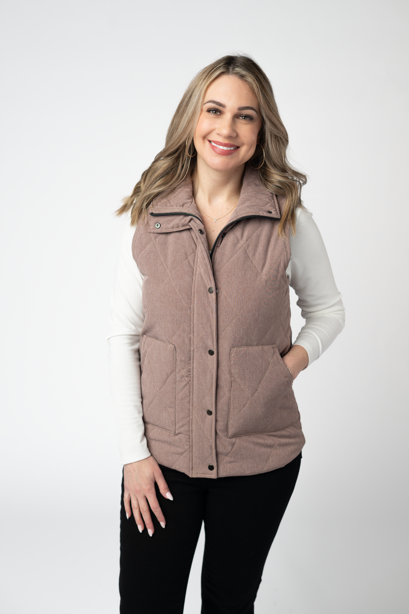 09.09 EN ROUTE Remy Zip Up Vest - Chestnut-Vest-Dear Me Southern Boutique, located in DeRidder, Louisiana