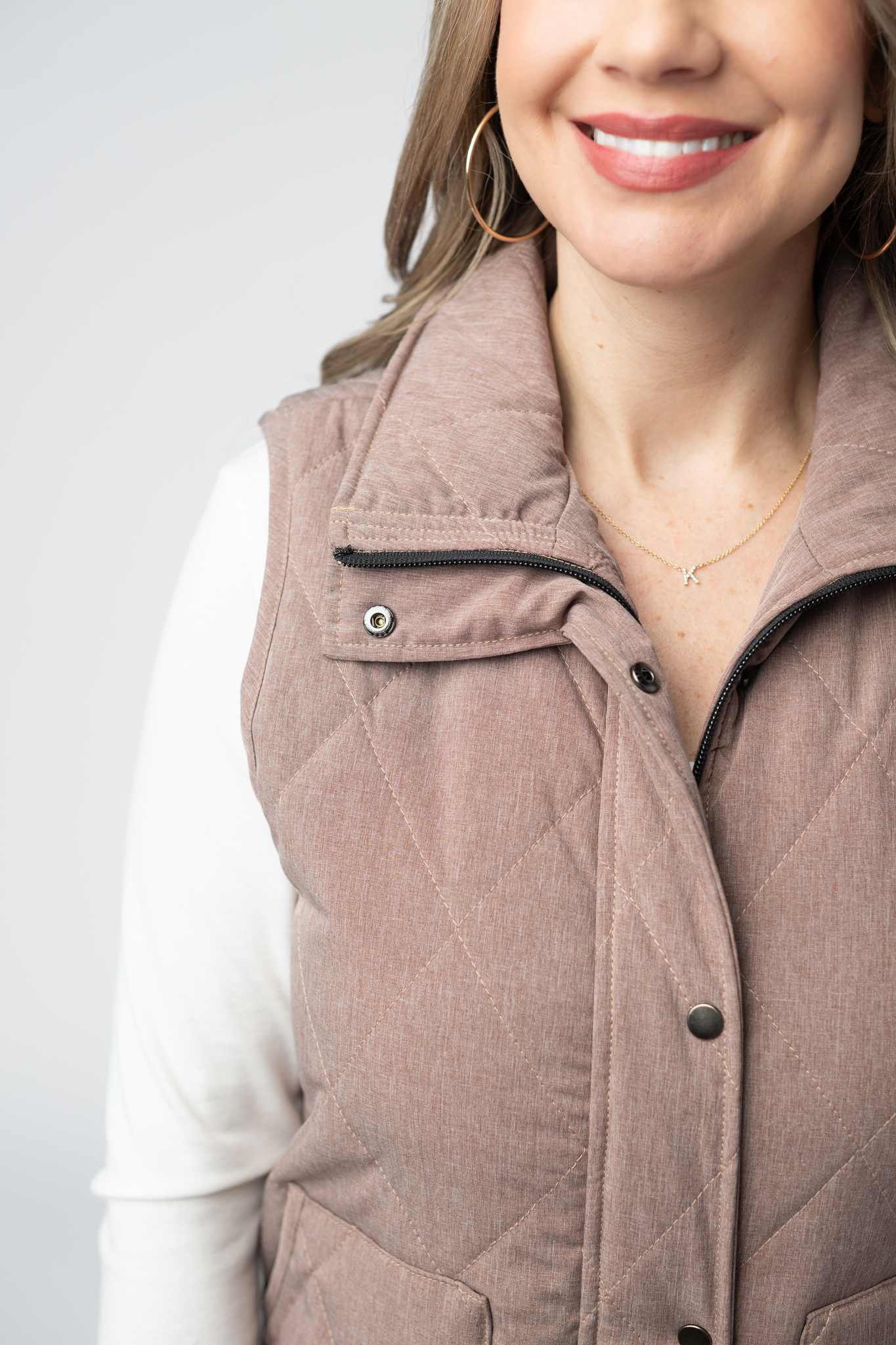 09.09 EN ROUTE Remy Zip Up Vest - Chestnut-Vest-Dear Me Southern Boutique, located in DeRidder, Louisiana