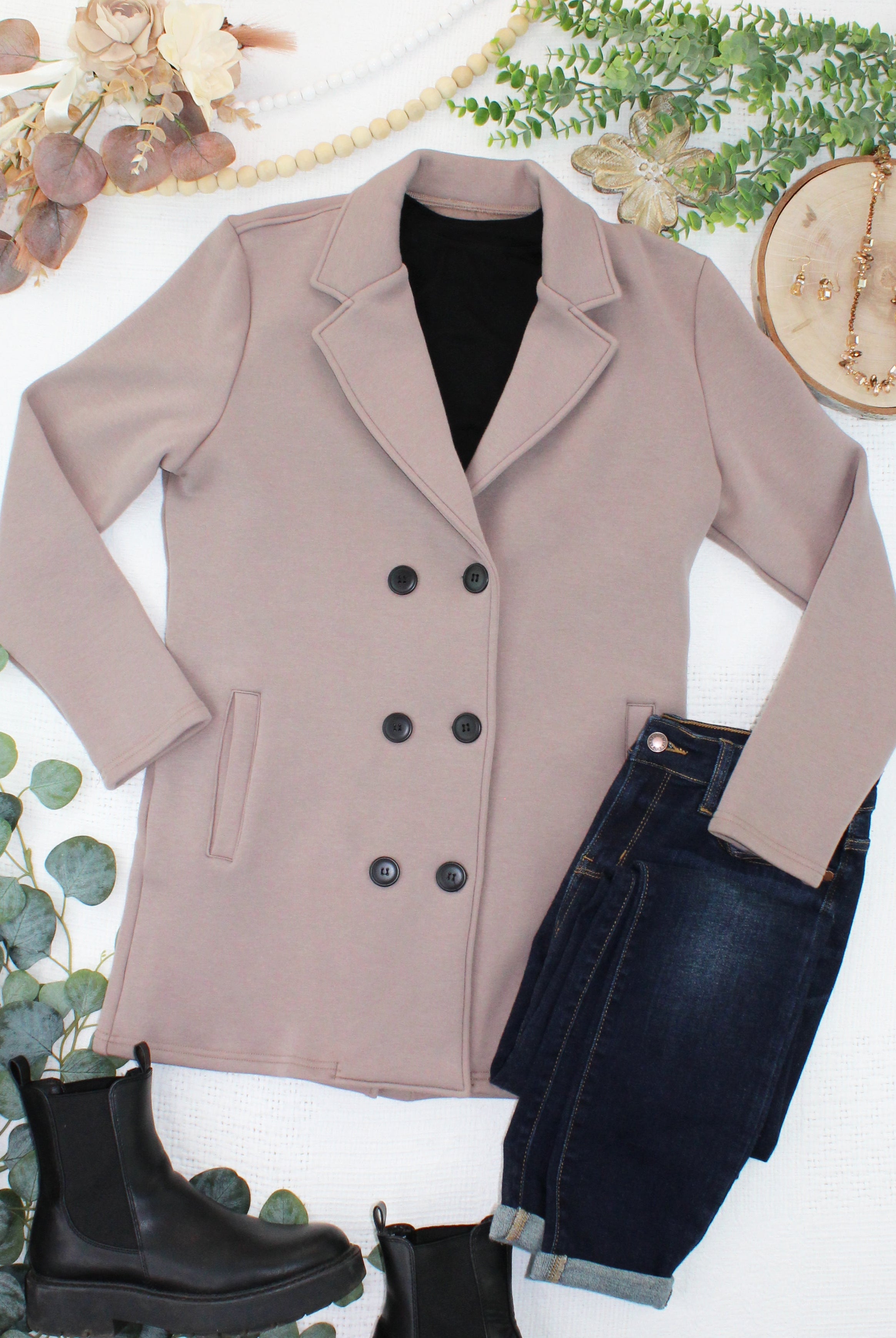 09.09 EN ROUTE Scarlett Sweater Jacket - Mocha-Jacket-Dear Me Southern Boutique, located in DeRidder, Louisiana