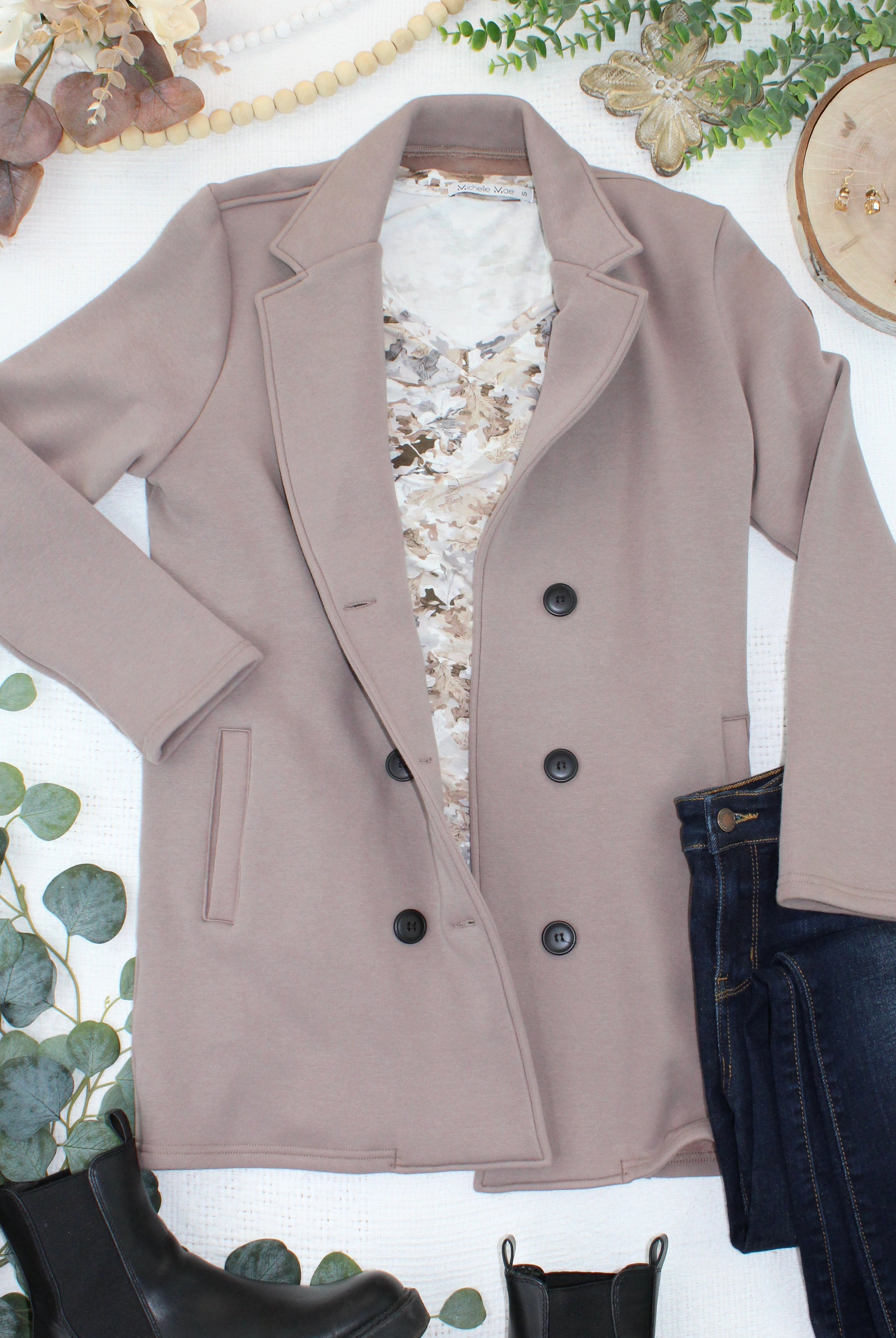 09.09 EN ROUTE Scarlett Sweater Jacket - Mocha-Jacket-Dear Me Southern Boutique, located in DeRidder, Louisiana