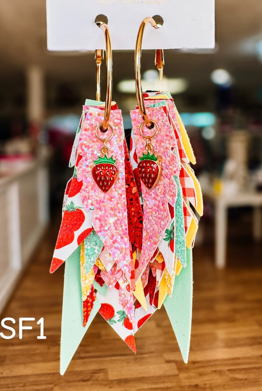 Jak Sprat Strawberry Fields Collection: Charmed Fabulous Feather Dangles-Earrings-Dear Me Southern Boutique, located in DeRidder, Louisiana