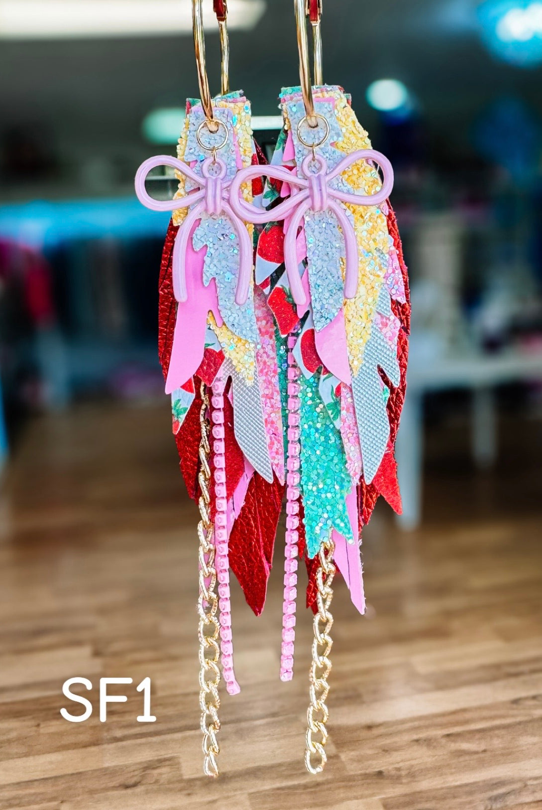 Jak Sprat Strawberry Fields Collection: Medium Mic Drop Dangles-Earrings-Dear Me Southern Boutique, located in DeRidder, Louisiana