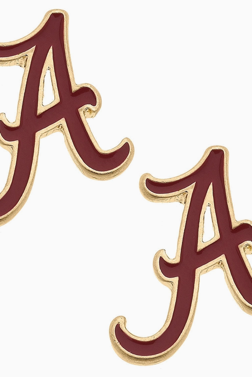Alabama Crimson Tide Enamel Stud Earrings-Game Day-Dear Me Southern Boutique, located in DeRidder, Louisiana