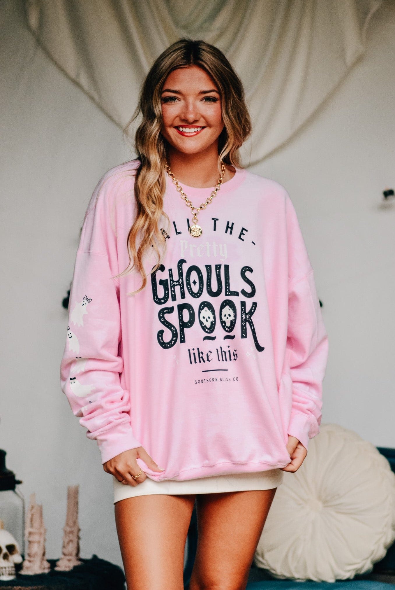 All The Pretty Ghouls Sweatshirt-Dear Me Southern Boutique, located in DeRidder, Louisiana