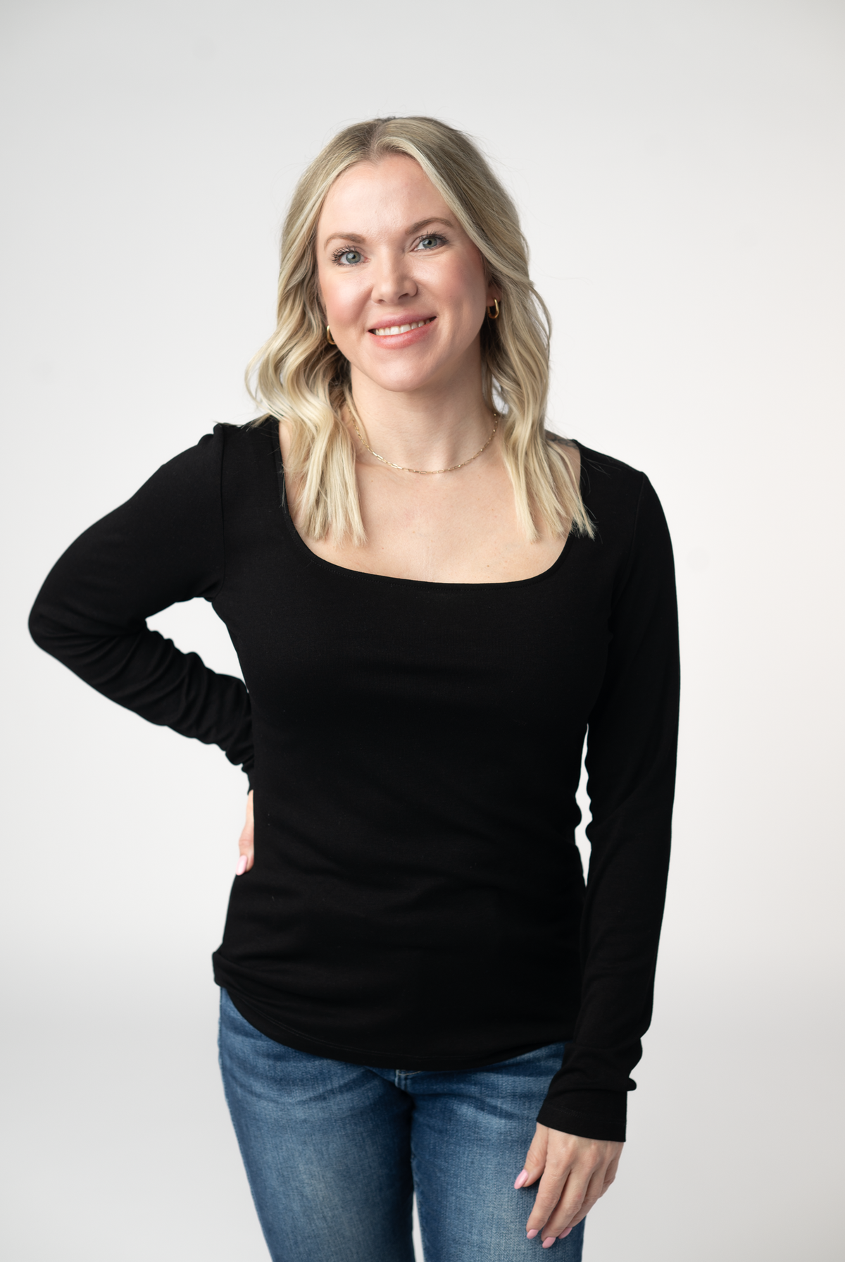 Alyssa Long Sleeve Top - Black-Tops-Dear Me Southern Boutique, located in DeRidder, Louisiana