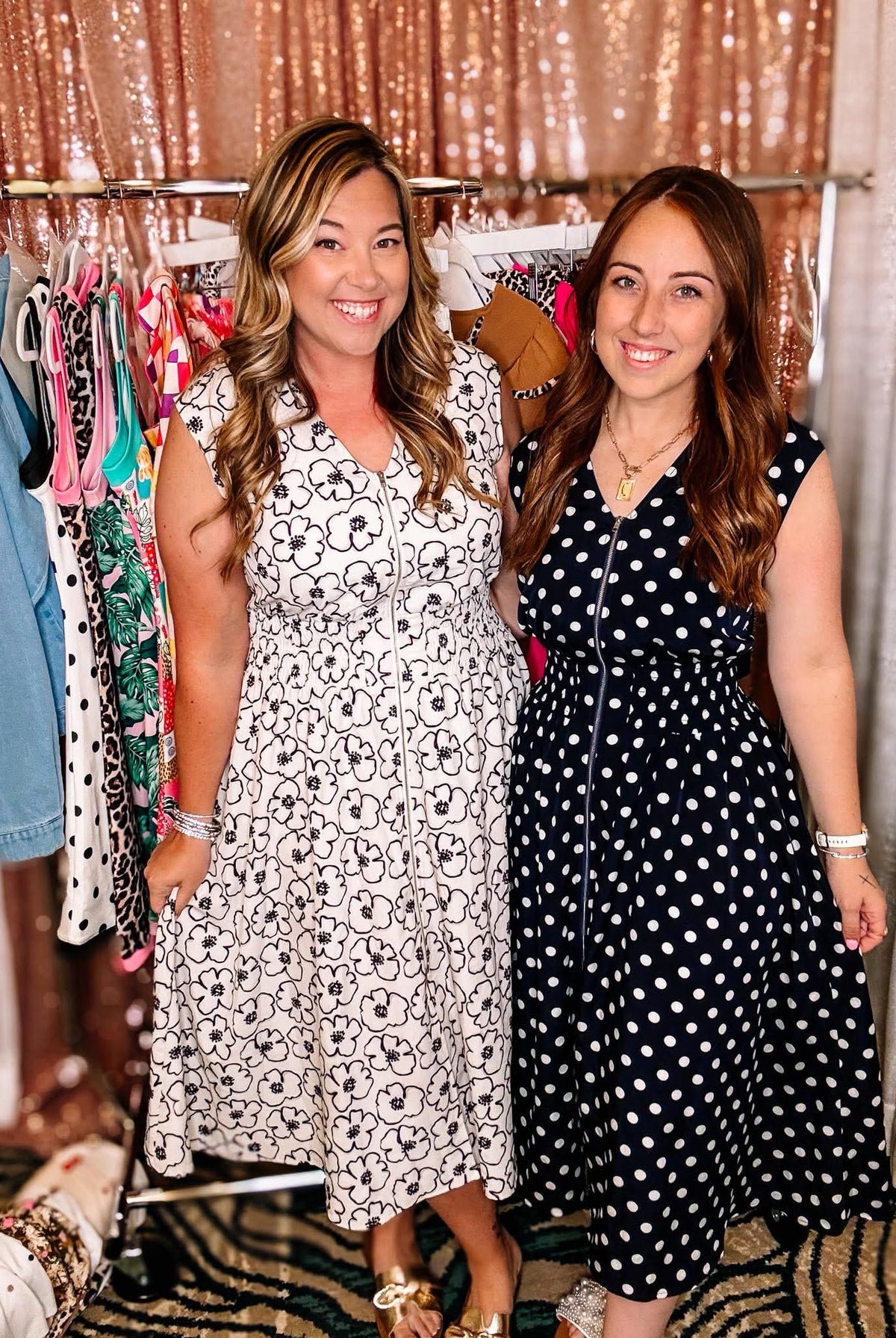 Annie Midi Dress- Navy Polka Dot-Dear Me Southern Boutique, located in DeRidder, Louisiana