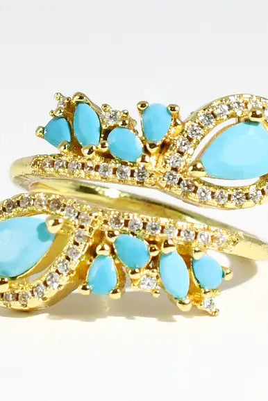 Aqua Bloom Ring-Dear Me Southern Boutique, located in DeRidder, Louisiana