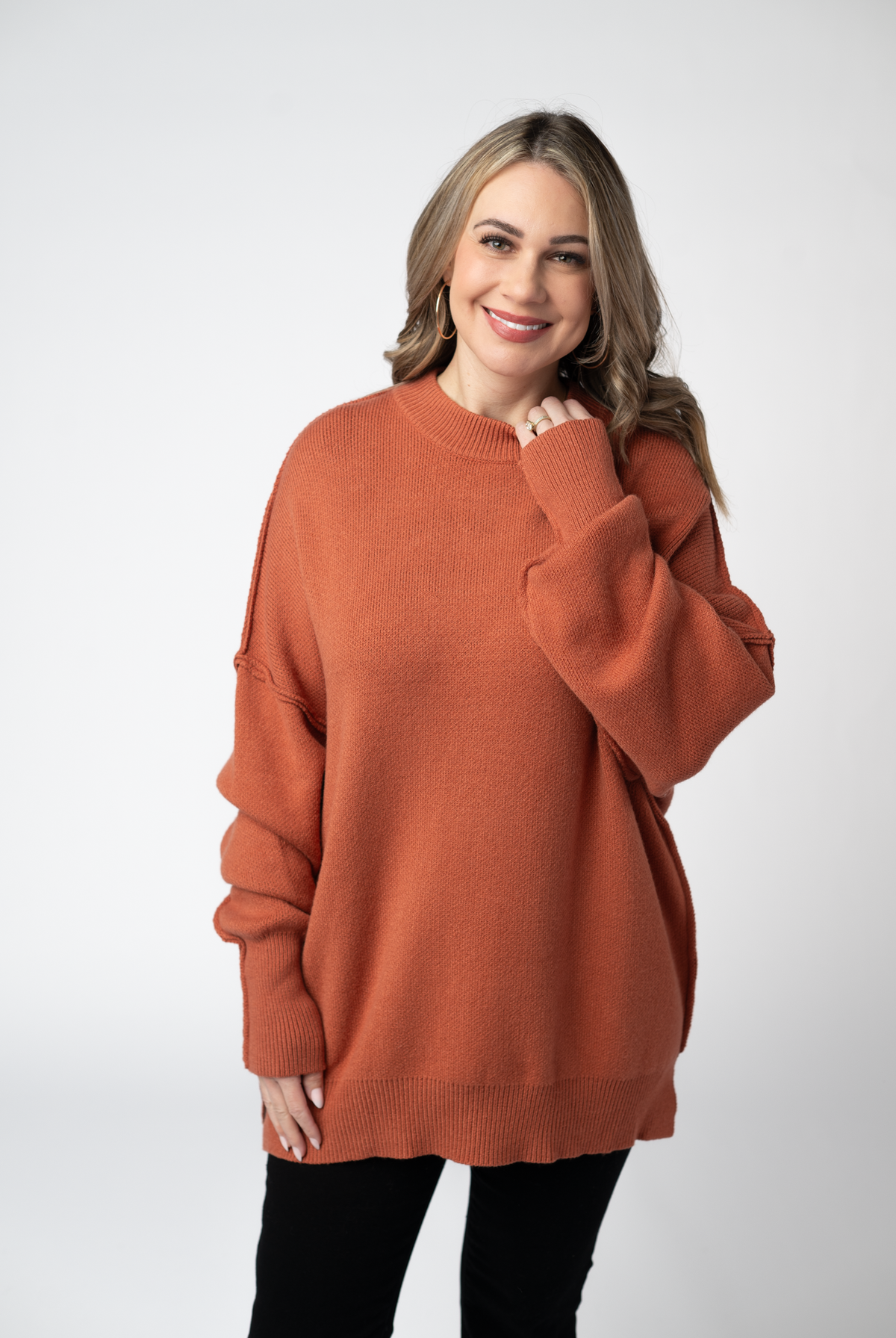 Aurora Cozy Sweater - Pumpkin Spice-Sweaters-Dear Me Southern Boutique, located in DeRidder, Louisiana