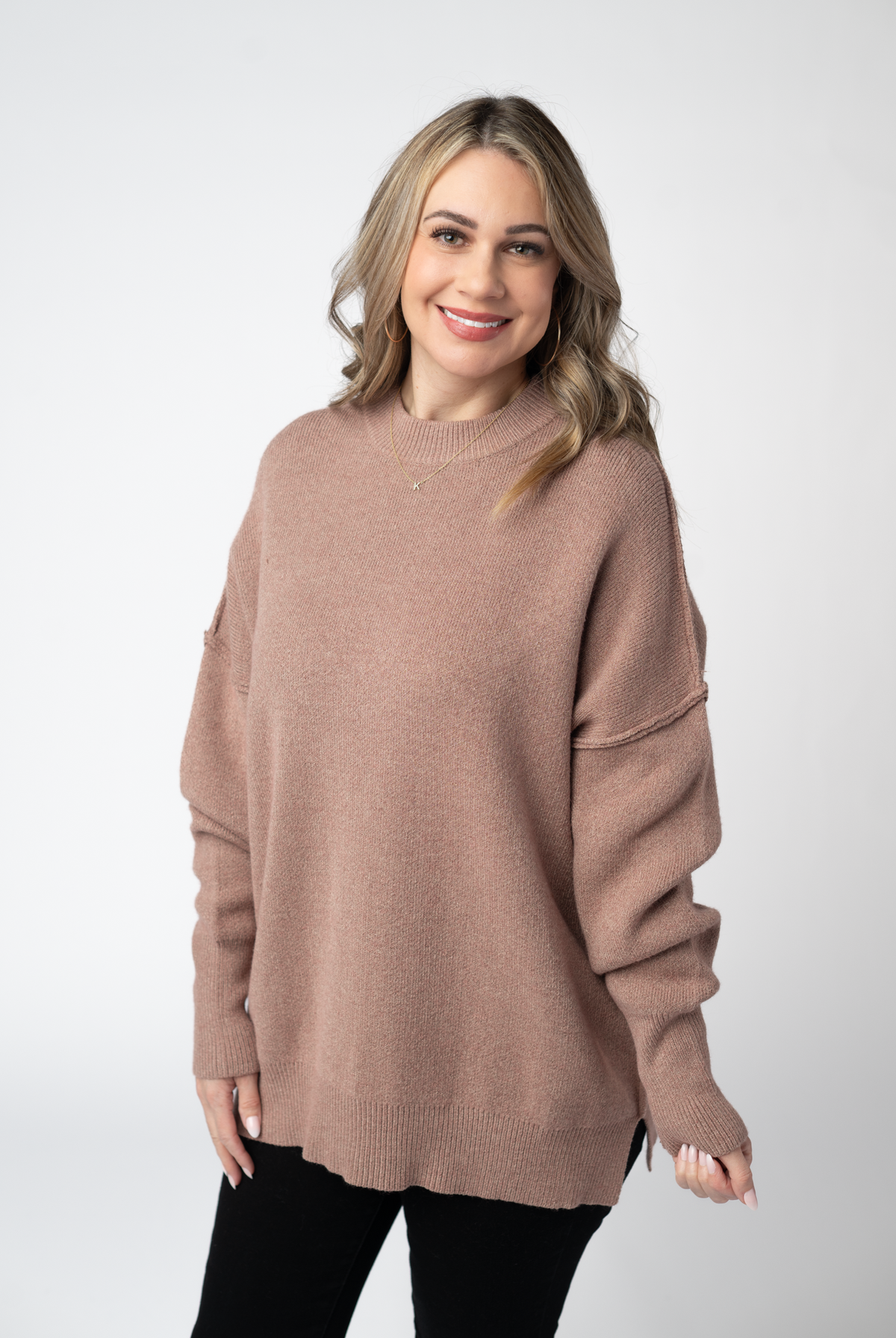 Aurora Cozy Sweater - Rose Gold-Sweaters-Dear Me Southern Boutique, located in DeRidder, Louisiana