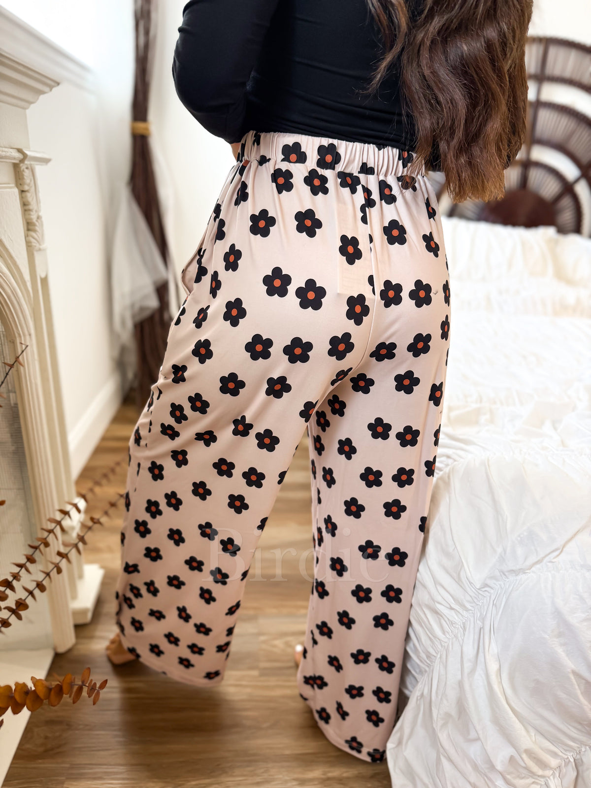 BIRDIE Stretchy Lounge Pants 2.0 in Midnight Wildflower-Presales-Dear Me Southern Boutique, located in DeRidder, Louisiana