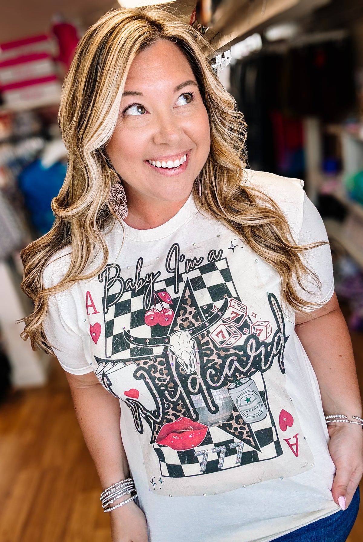 Baby I’m a Wildcard Bougie Rhinestone Tee-Tees-Dear Me Southern Boutique, located in DeRidder, Louisiana