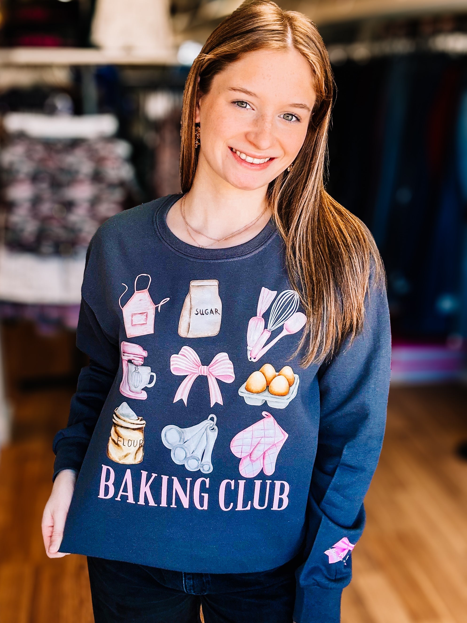 Baking Club Womens Sweatshirt-Graphic Tops-Dear Me Southern Boutique, located in DeRidder, Louisiana
