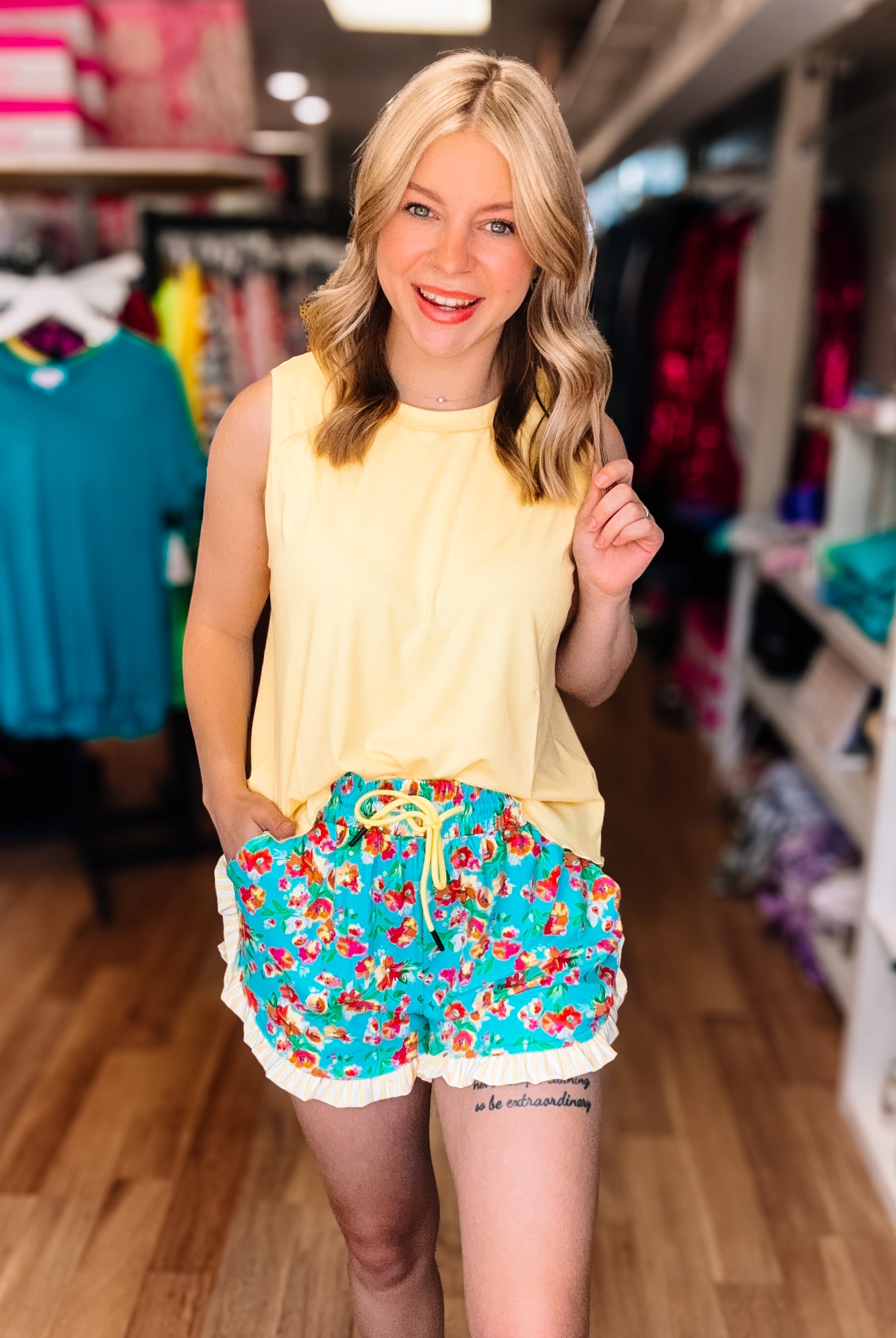 Banks Basic Lettuce Tank- Butter Yellow-Top-Dear Me Southern Boutique, located in DeRidder, Louisiana