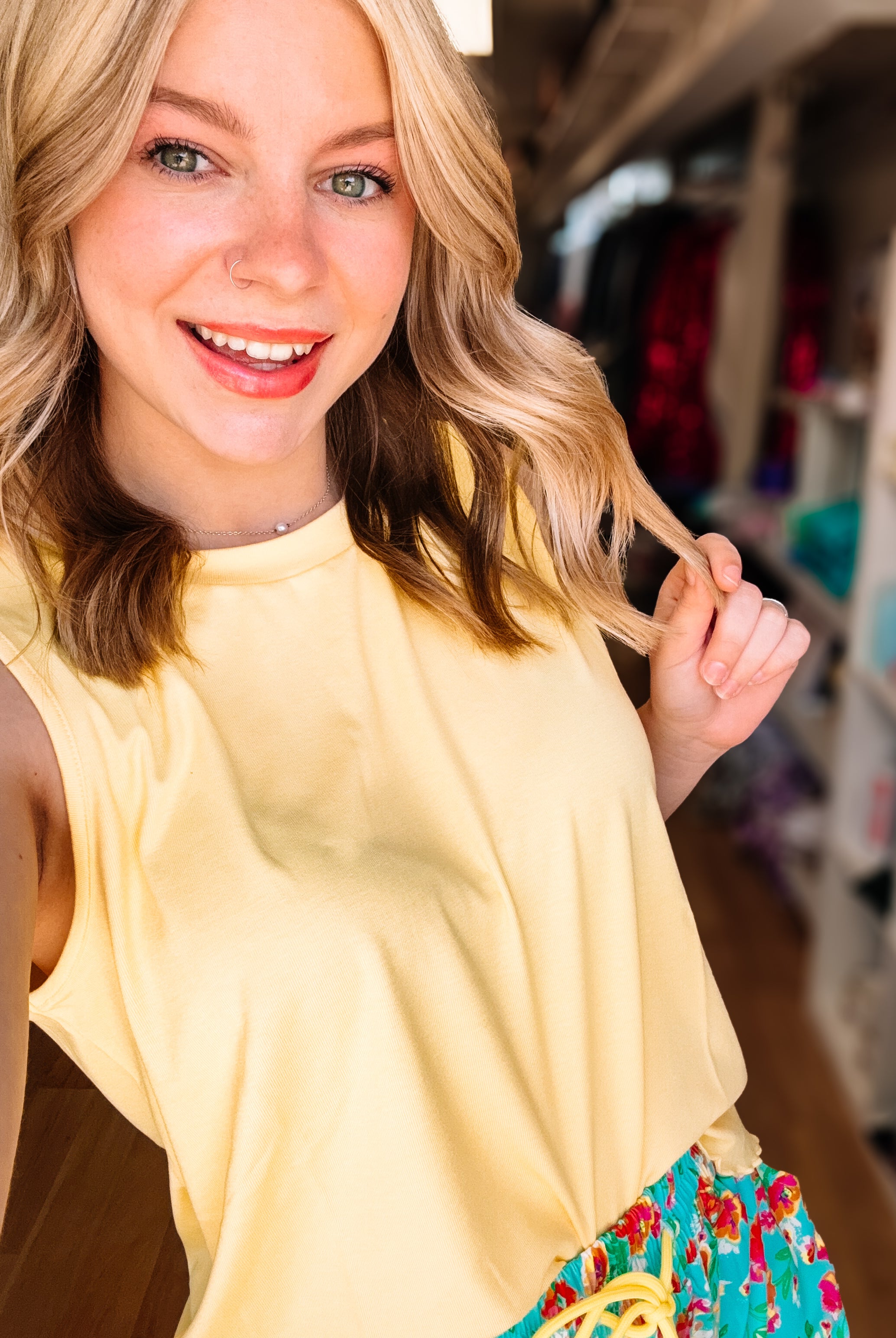 Banks Basic Lettuce Tank- Butter Yellow-Top-Dear Me Southern Boutique, located in DeRidder, Louisiana