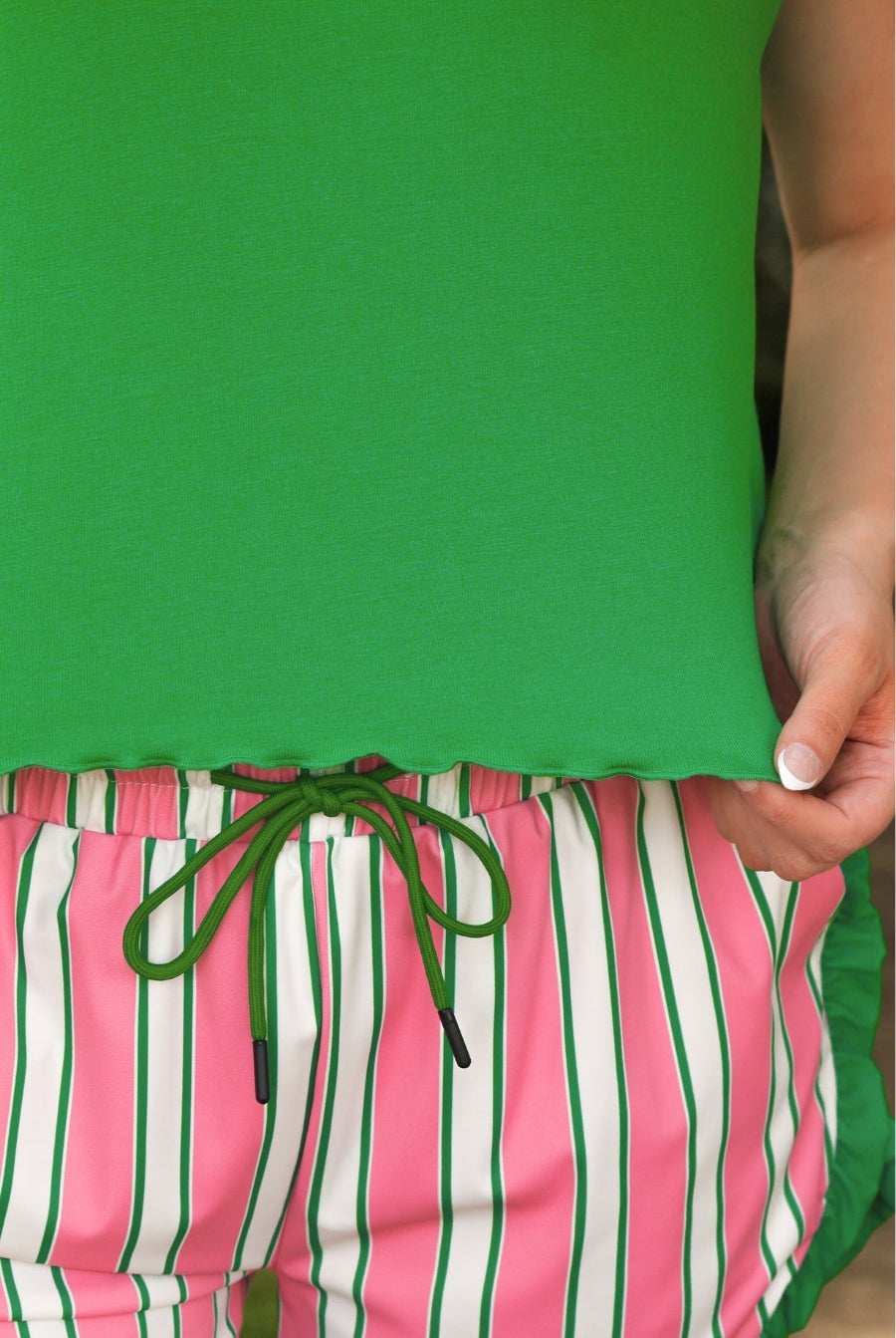 Banks Basic Lettuce Tank- Green-Top-Dear Me Southern Boutique, located in DeRidder, Louisiana