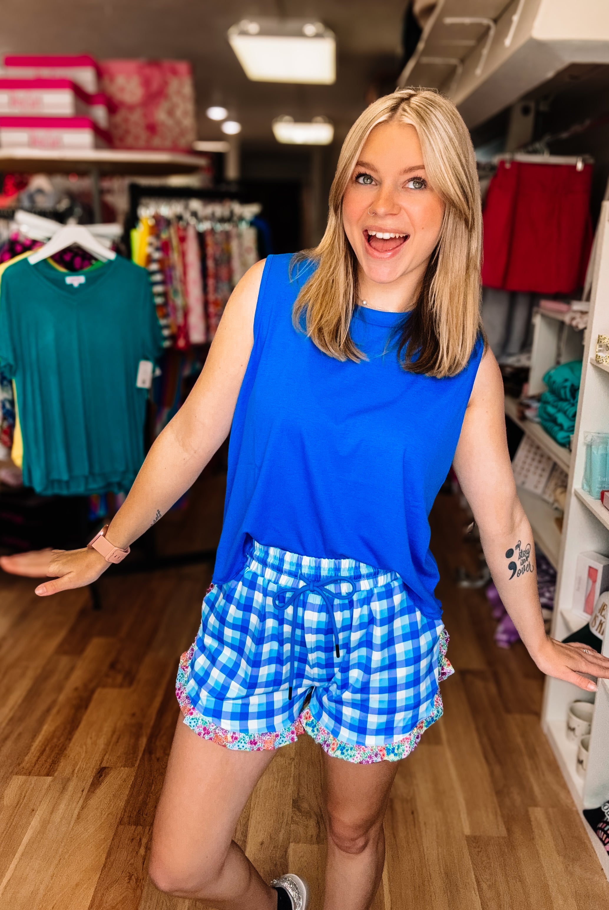 Banks Basic Lettuce Tank- Royal Blue-Top-Dear Me Southern Boutique, located in DeRidder, Louisiana