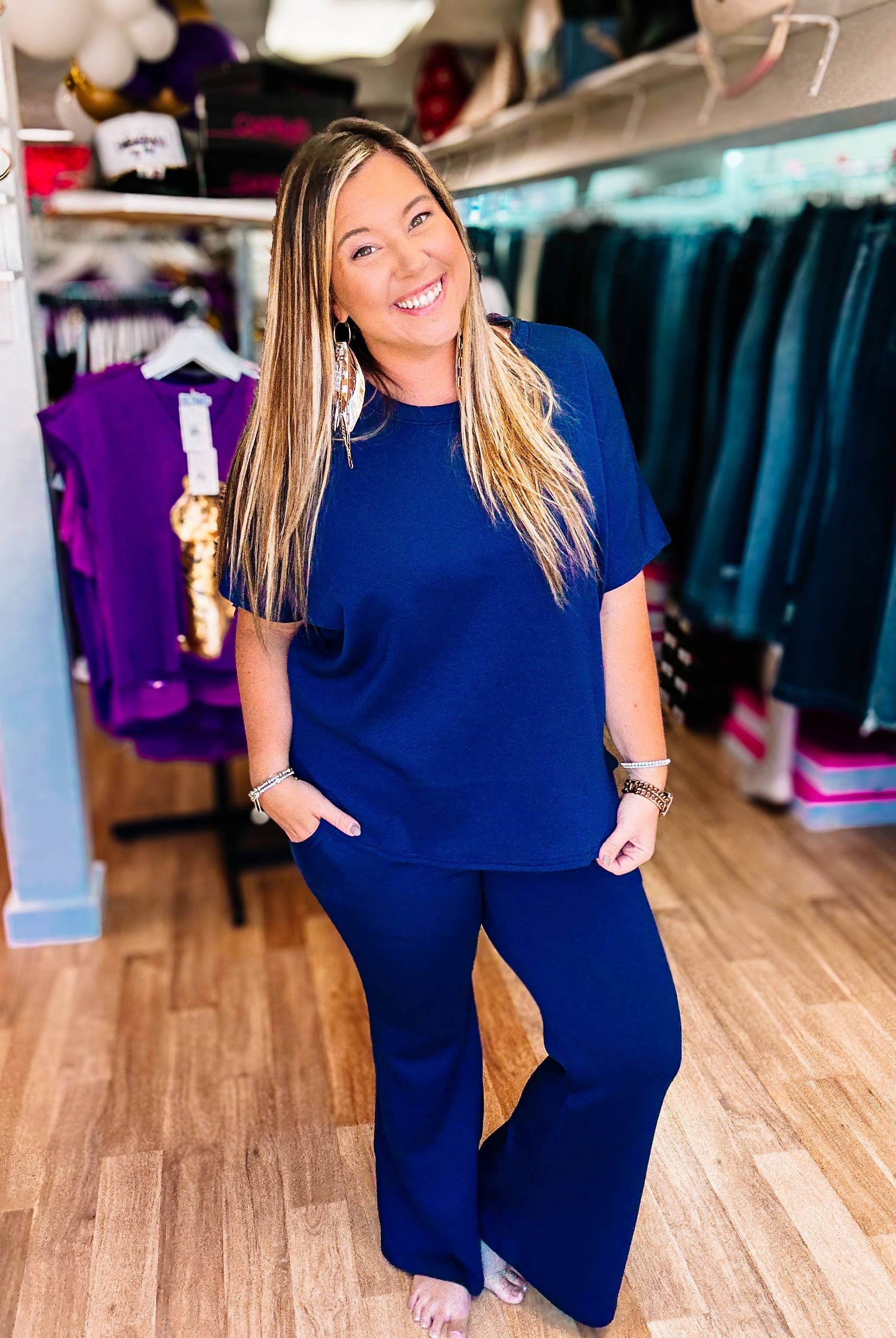 Barely There Lounge Set - Navy-Dear Me Southern Boutique, located in DeRidder, Louisiana