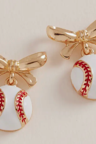 Baseball Dangle Earrings-Earrings-Dear Me Southern Boutique, located in DeRidder, Louisiana