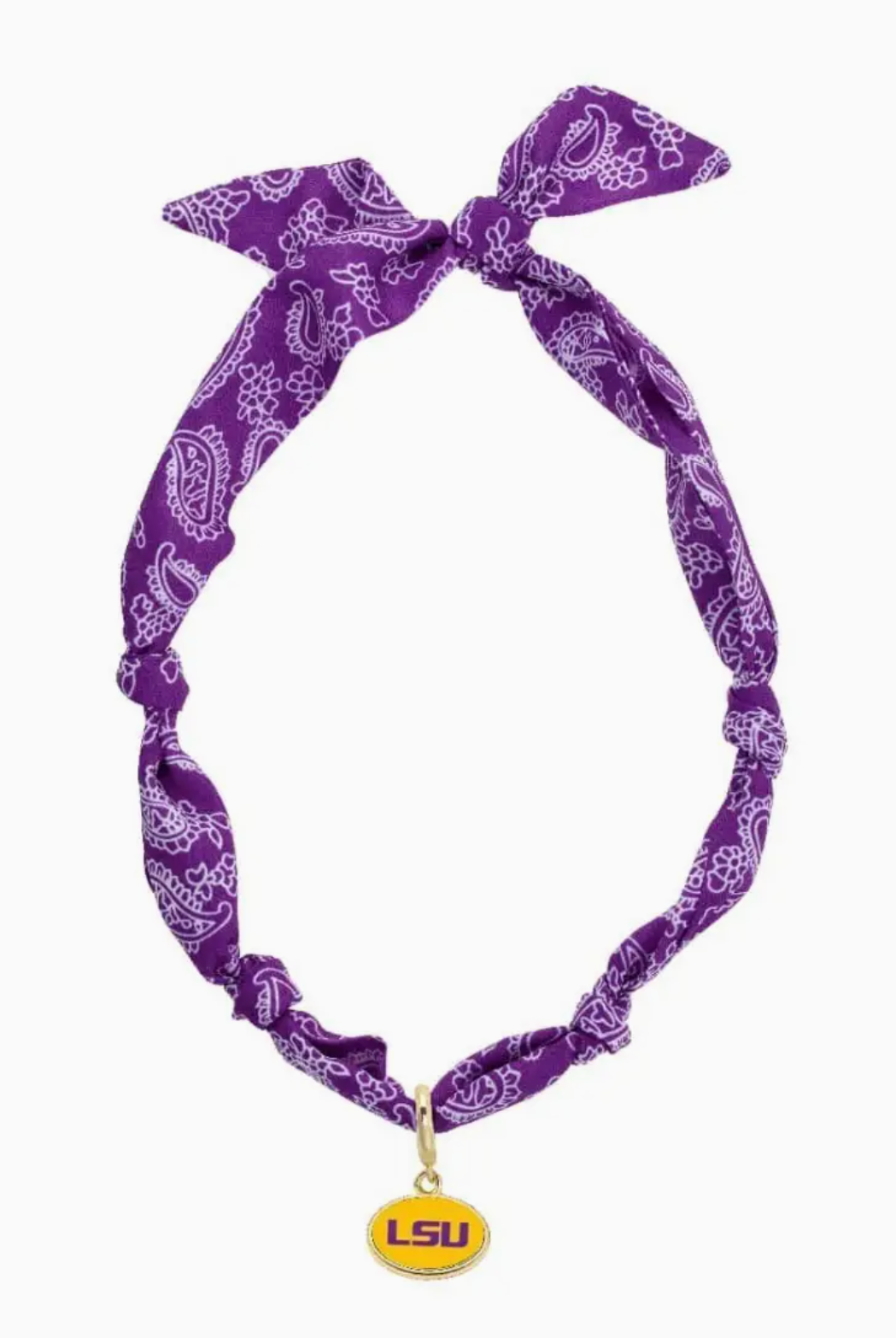 Baton Rouge Bandana LSU Paisley Scarf Necklace-Dear Me Southern Boutique, located in DeRidder, Louisiana