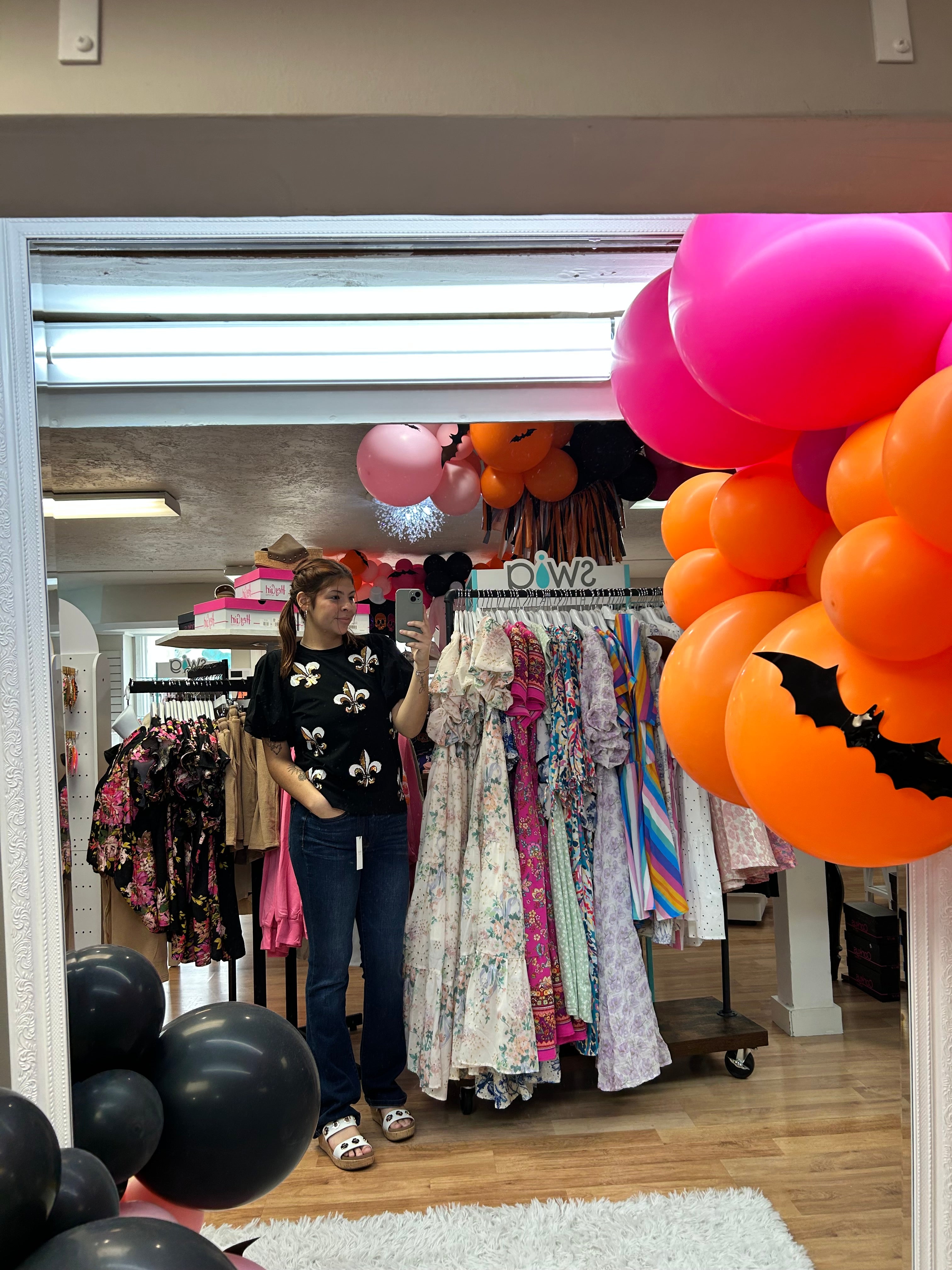 Bayou Blitz Fleur-De-Lis Top-Graphic Tops-Dear Me Southern Boutique, located in DeRidder, Louisiana