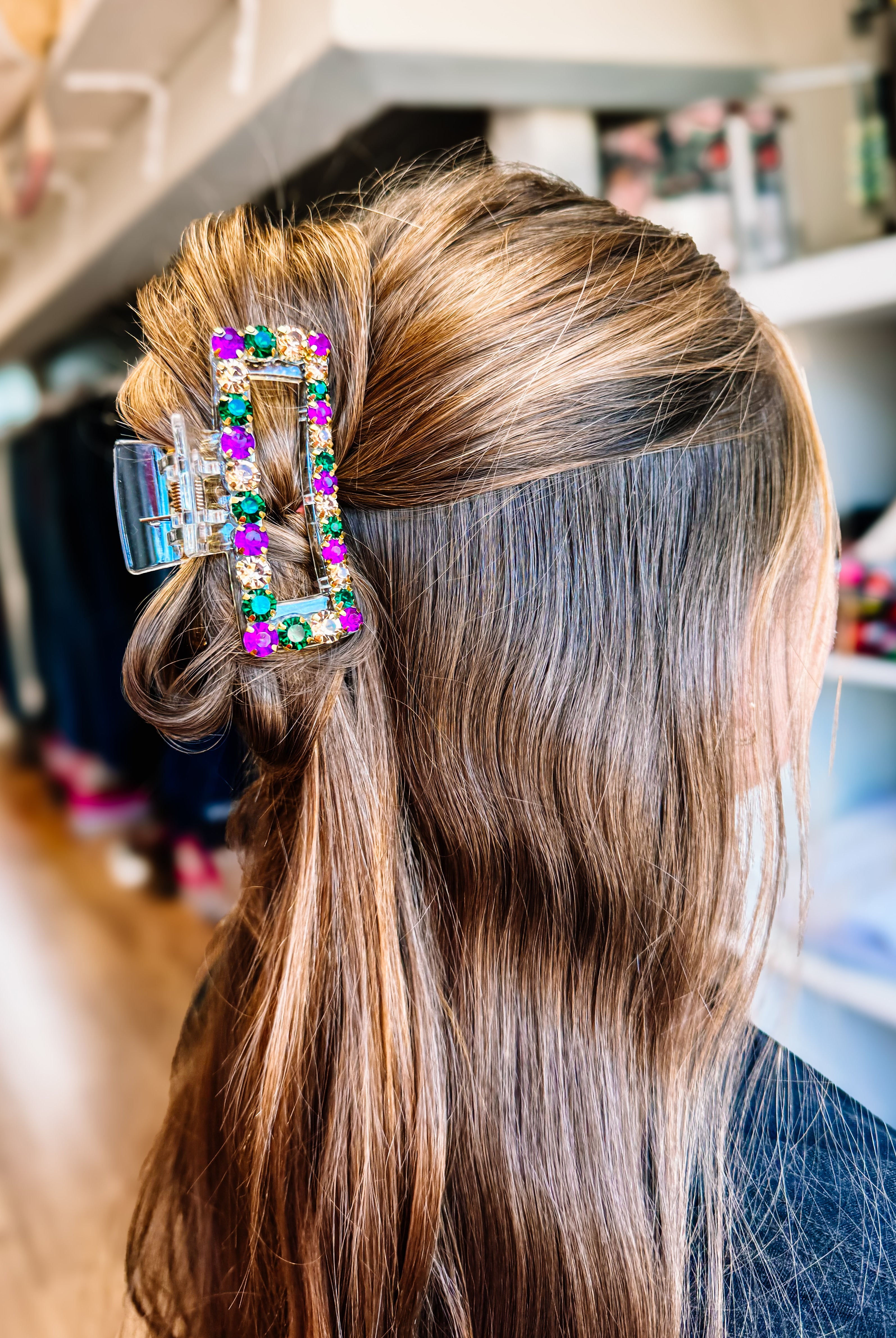 Beads & Bling Mardi Gras Hair Claw-Hair Clips-Dear Me Southern Boutique, located in DeRidder, Louisiana