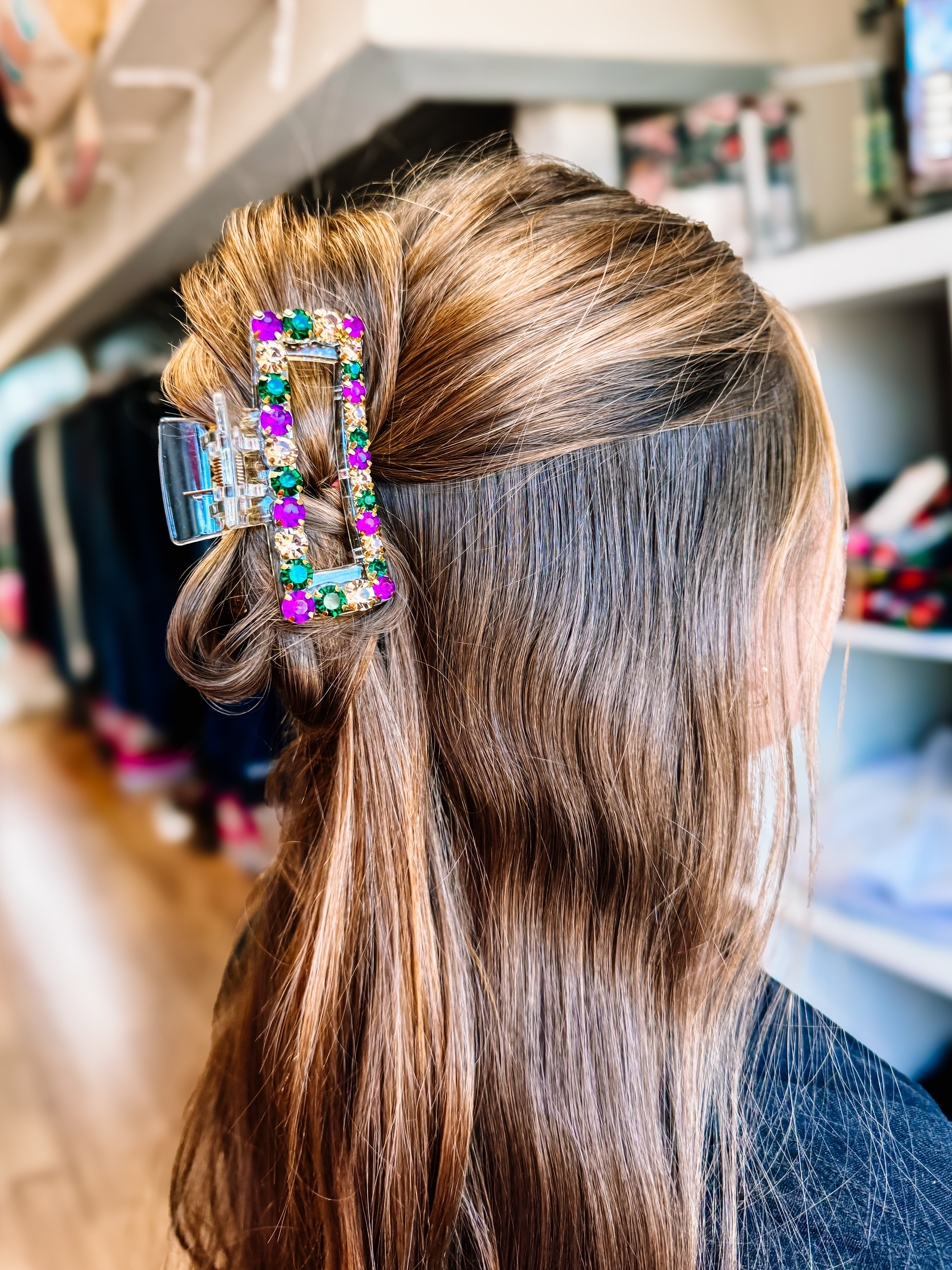 Beads & Bling Mardi Gras Hair Claw-Hair Clips-Dear Me Southern Boutique, located in DeRidder, Louisiana