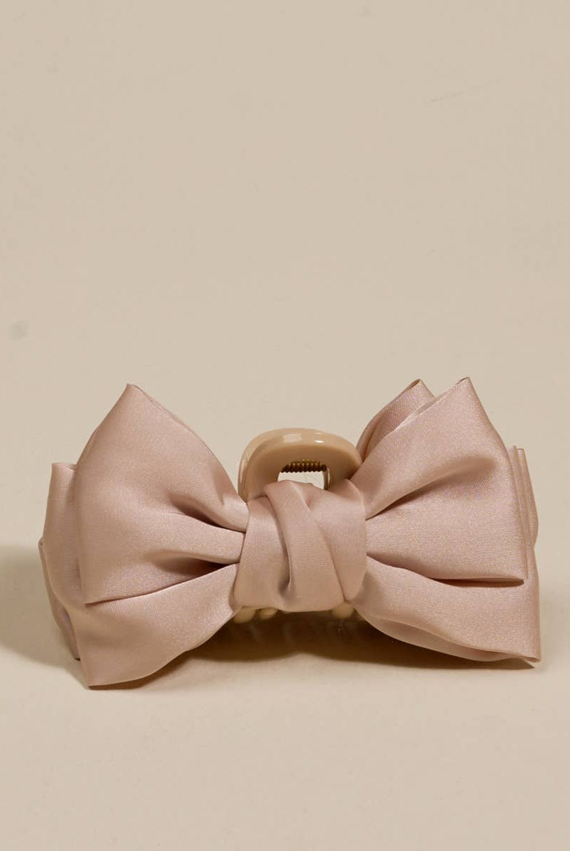Beige - Mini Satin Bougie Bow Claw Clip-Hair Clips-Dear Me Southern Boutique, located in DeRidder, Louisiana