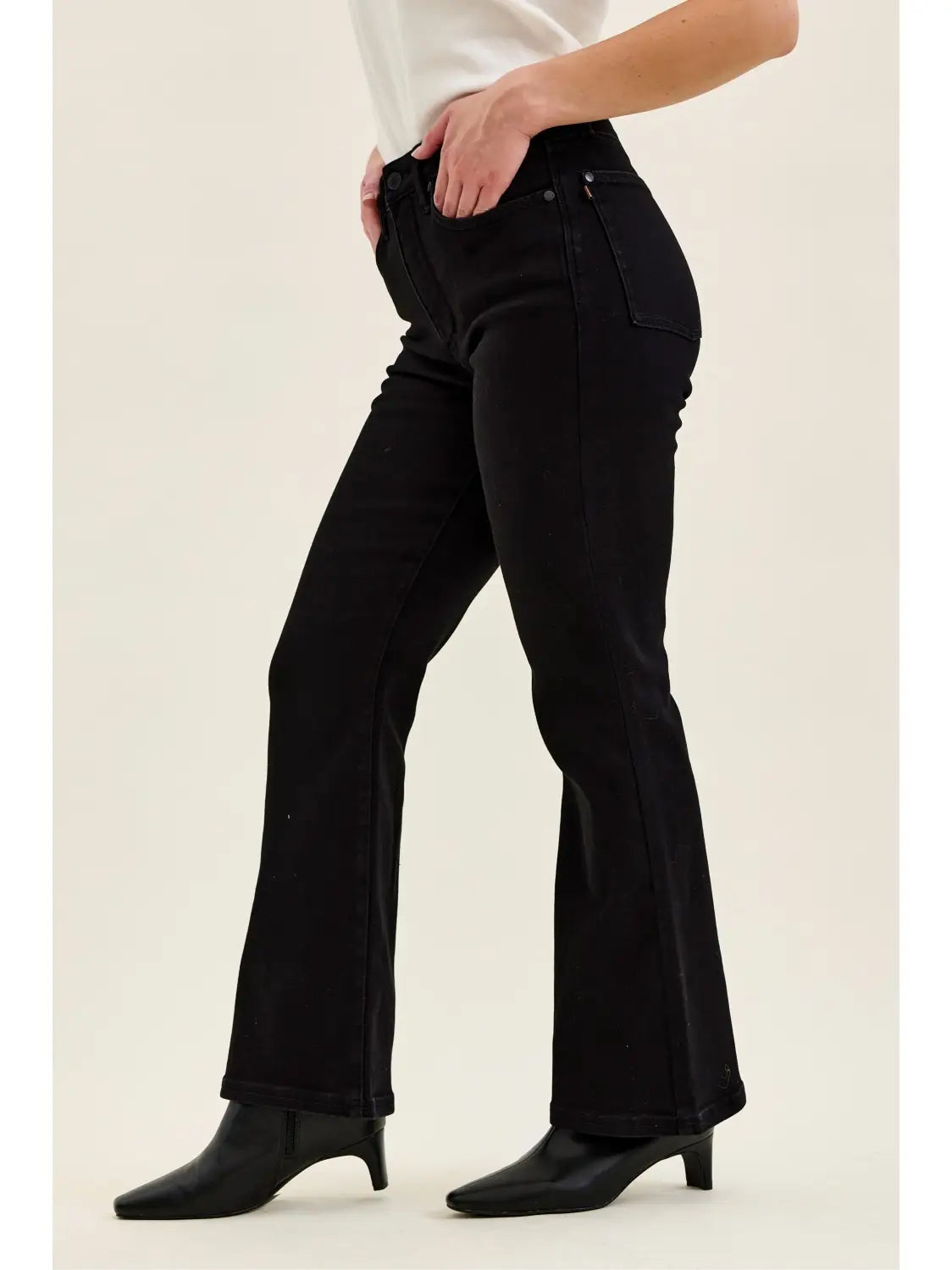 Black Beauty Petite Tummy Control Bootcut-Jeans-Dear Me Southern Boutique, located in DeRidder, Louisiana