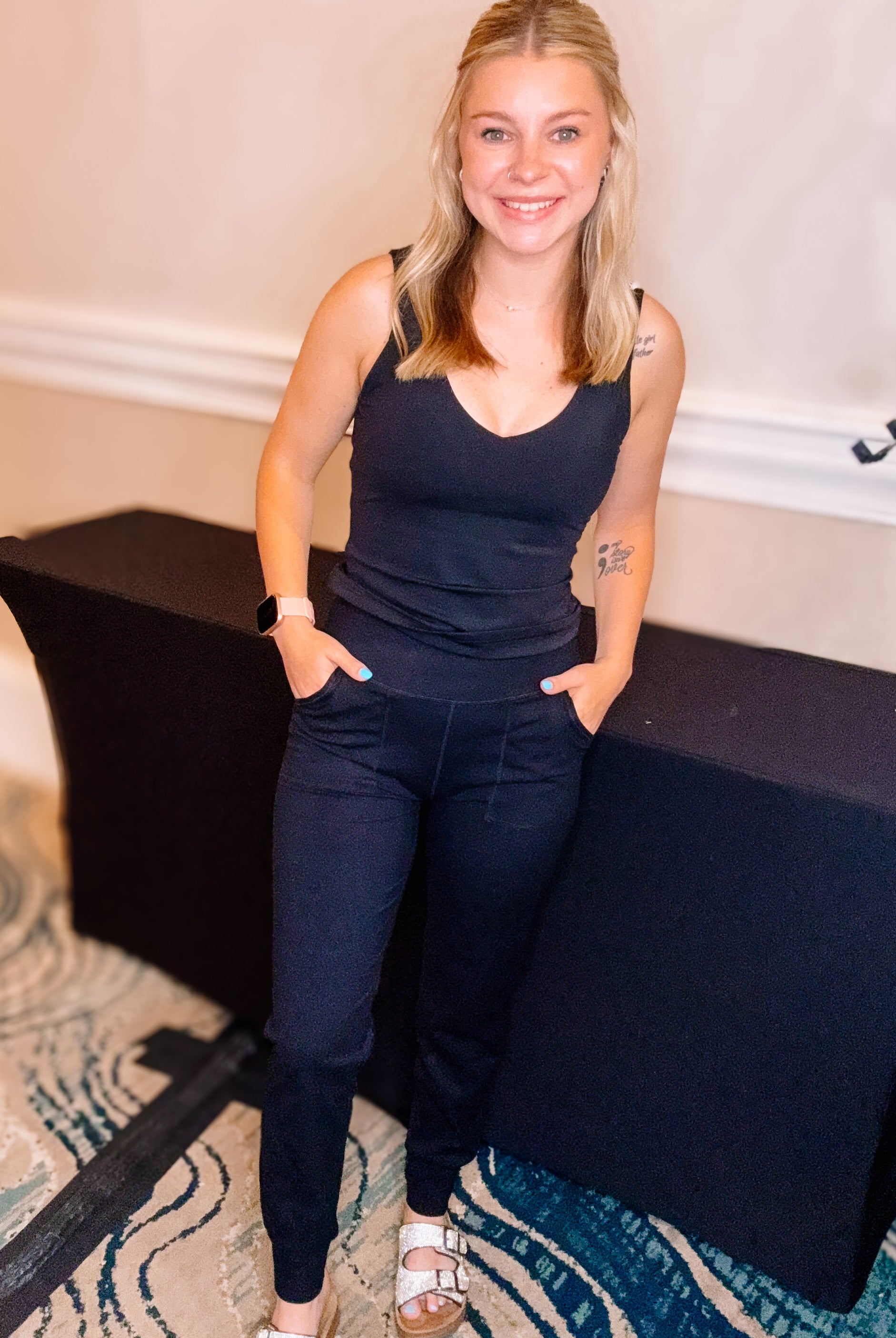 Black Joggers-Loungewear-Dear Me Southern Boutique, located in DeRidder, Louisiana