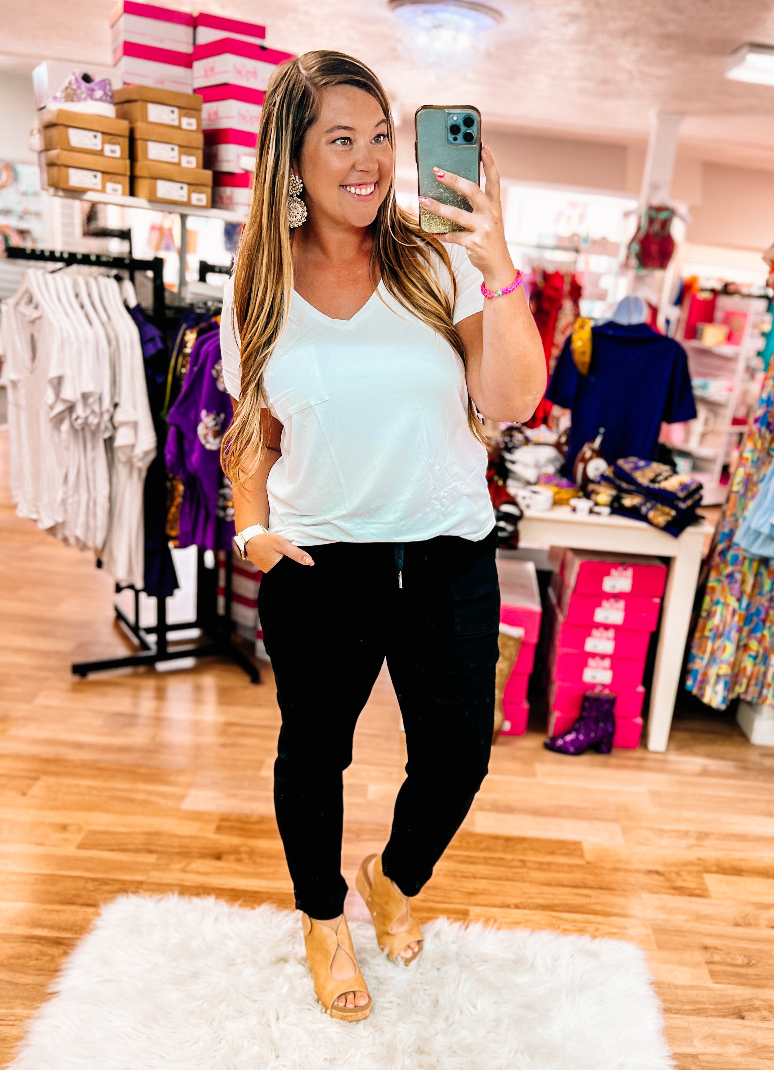 Black Judy Blue Joggers-Joggers-Dear Me Southern Boutique, located in DeRidder, Louisiana