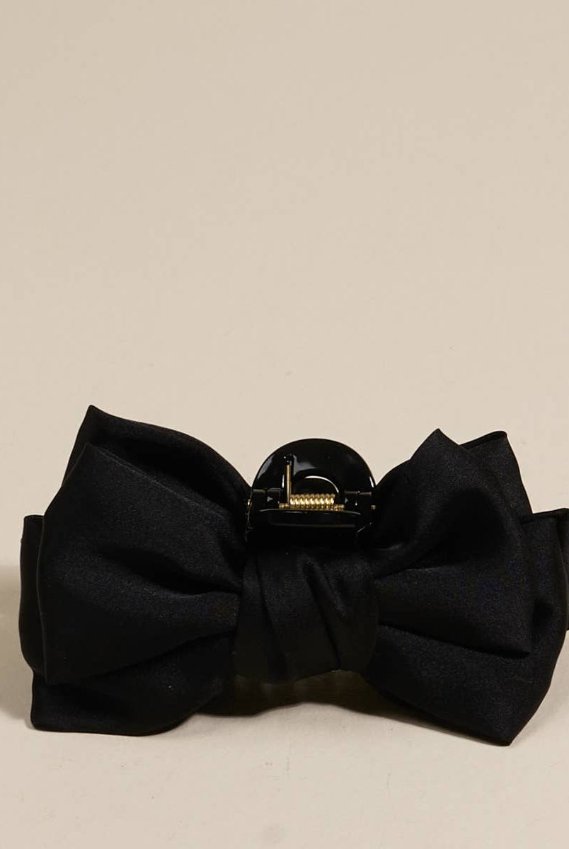 Black - Mini Satin Bougie Bow Claw Clip-Hair Clips-Dear Me Southern Boutique, located in DeRidder, Louisiana