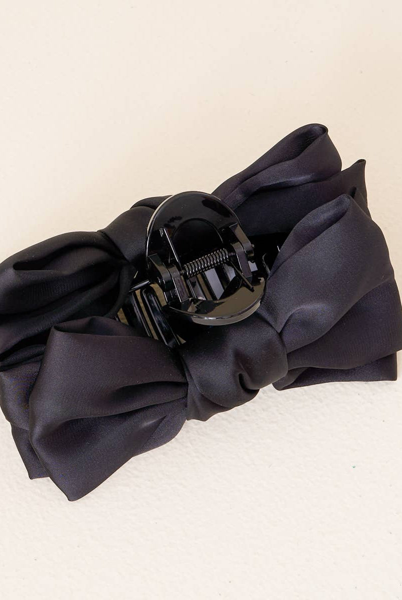 Black - Satin Bougie Bow Claw Clip-Hair Clips-Dear Me Southern Boutique, located in DeRidder, Louisiana