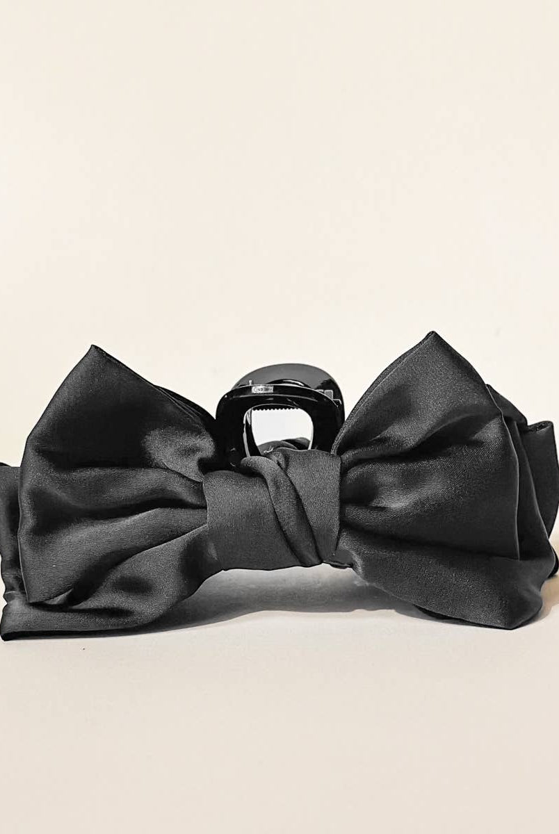 Black - Satin Bougie Bow Claw Clip-Hair Clips-Dear Me Southern Boutique, located in DeRidder, Louisiana