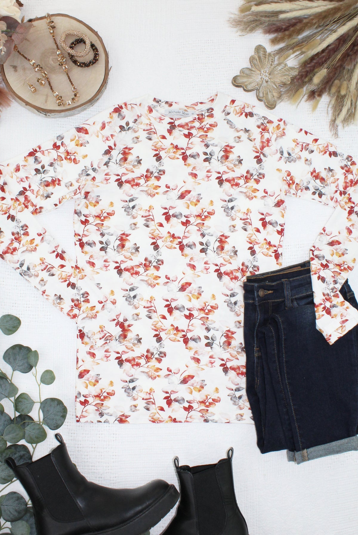 Blair Long Sleeve Top - Autumn Watercolor-Tops-Dear Me Southern Boutique, located in DeRidder, Louisiana