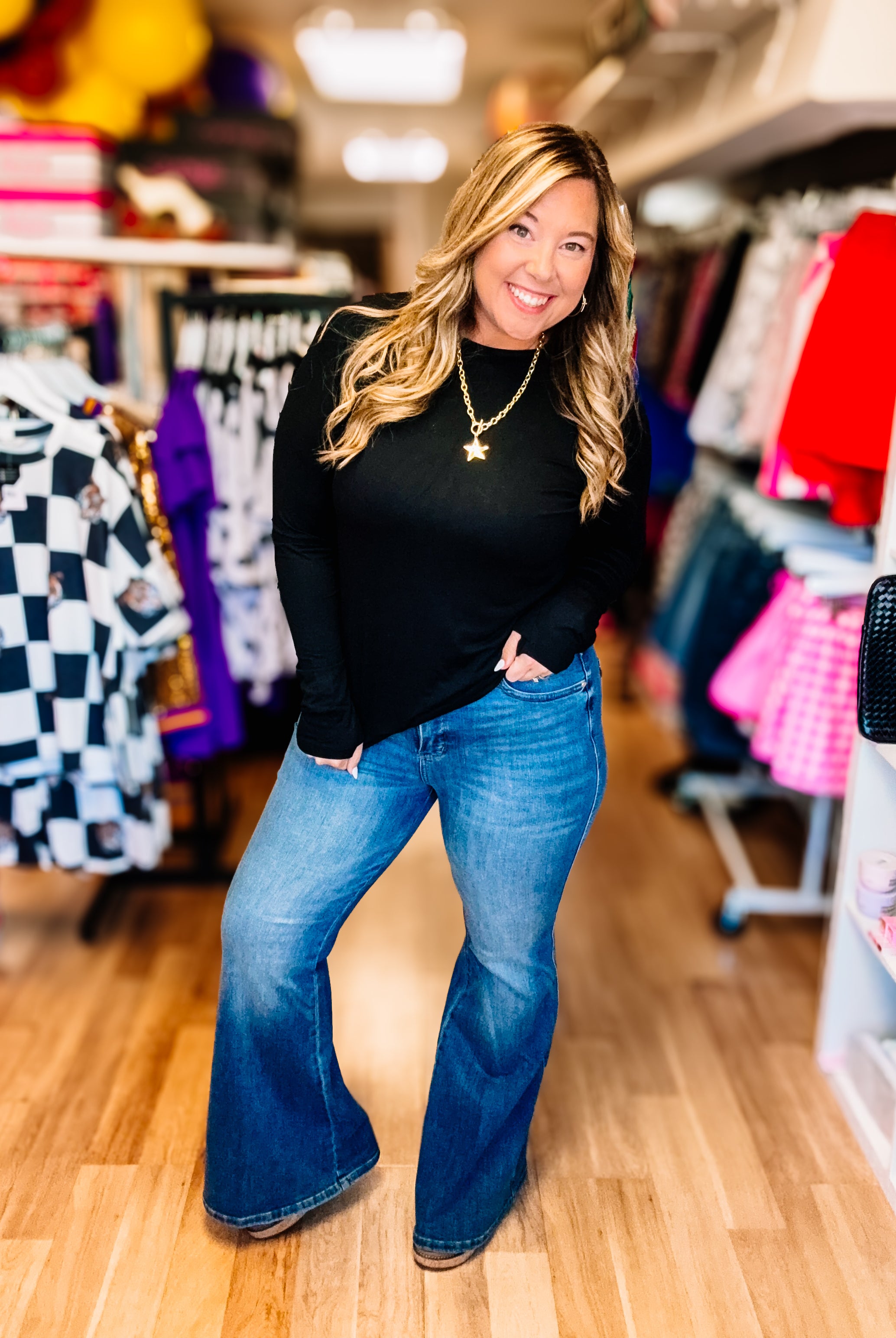 Blair Long Sleeve Top - Black-Blouses-Dear Me Southern Boutique, located in DeRidder, Louisiana