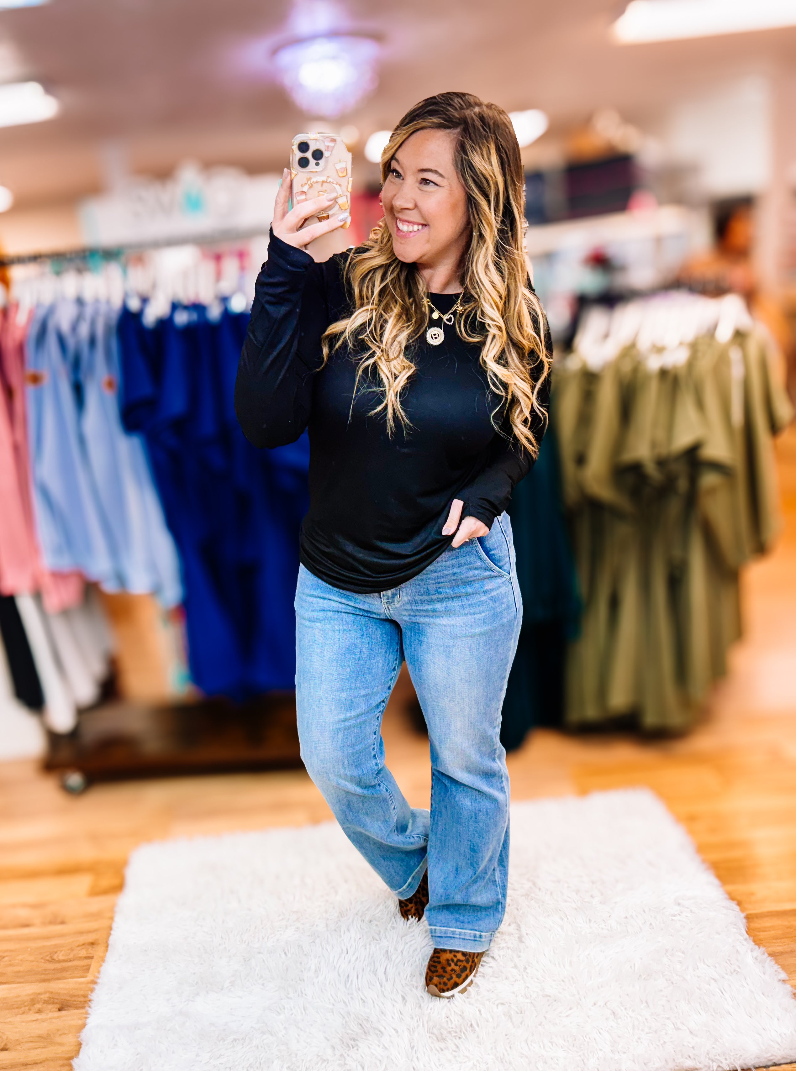 Blair Long Sleeve Top - Black-Blouses-Dear Me Southern Boutique, located in DeRidder, Louisiana