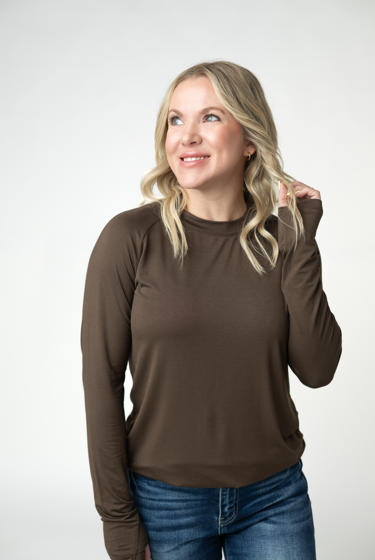 Blair Long Sleeve Top - Brown-Tops-Dear Me Southern Boutique, located in DeRidder, Louisiana