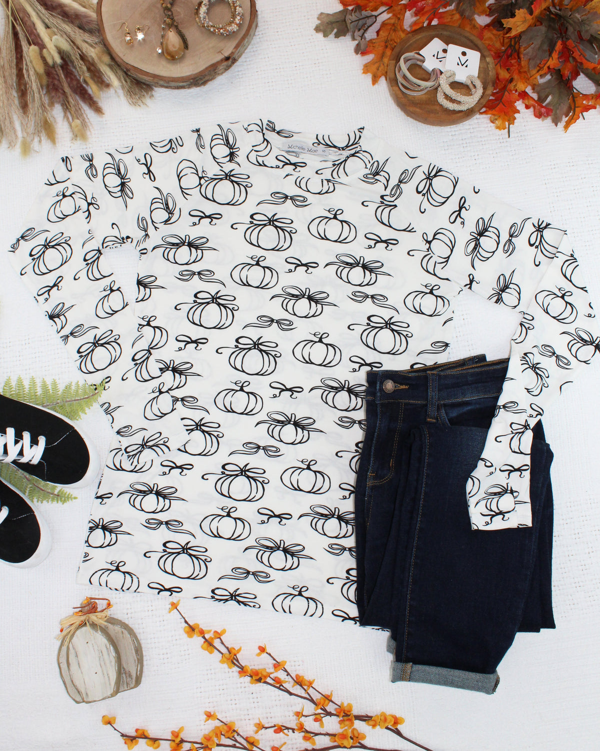 Blair Long Sleeve Top - Classic Pumpkins-Tops-Dear Me Southern Boutique, located in DeRidder, Louisiana