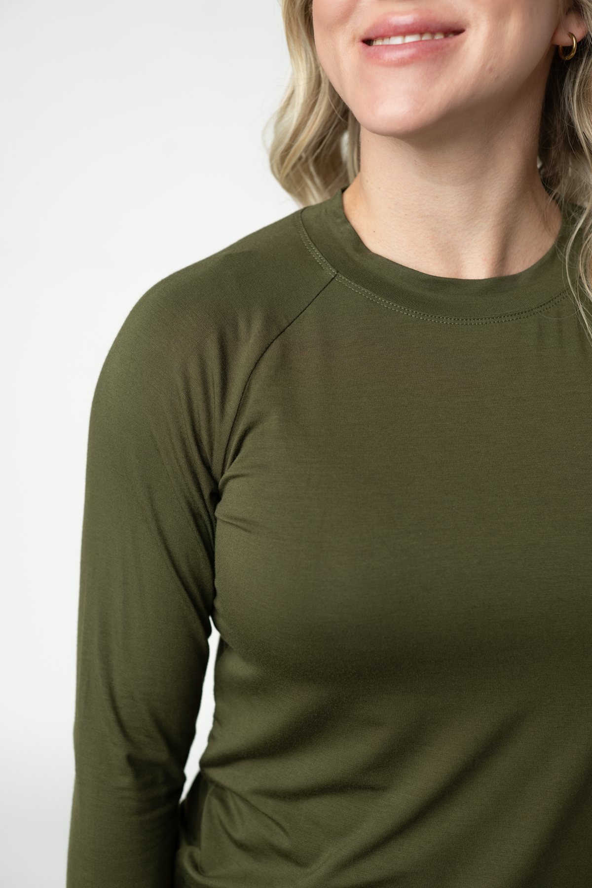 Blair Long Sleeve Top - Dark Olive-Tops-Dear Me Southern Boutique, located in DeRidder, Louisiana