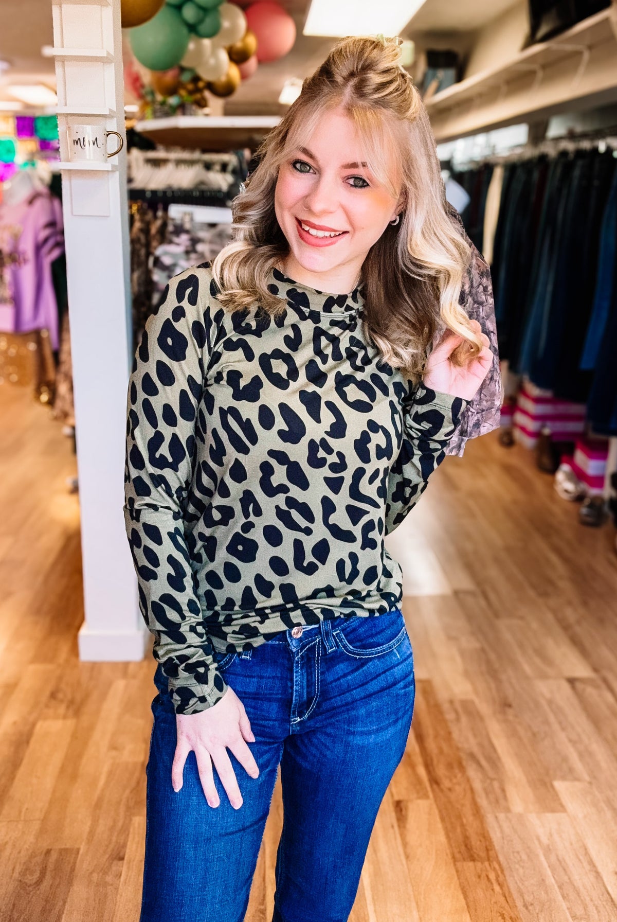 Blair Long Sleeve Top- Leopard-Blouses-Dear Me Southern Boutique, located in DeRidder, Louisiana