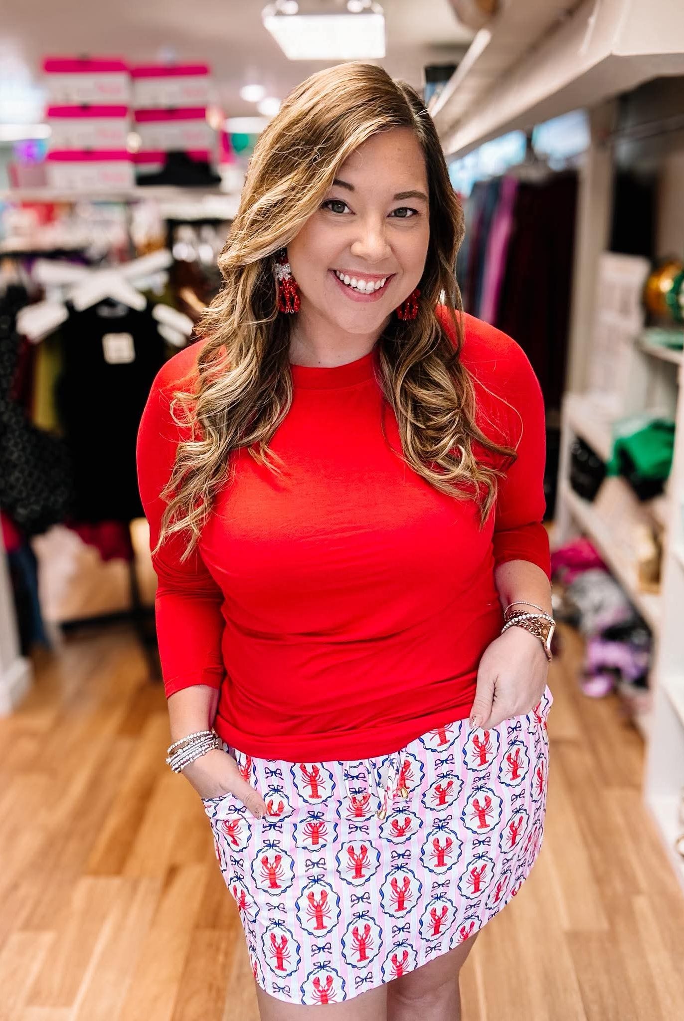 Blair Long Sleeve Top — Red-Long Sleeves-Dear Me Southern Boutique, located in DeRidder, Louisiana