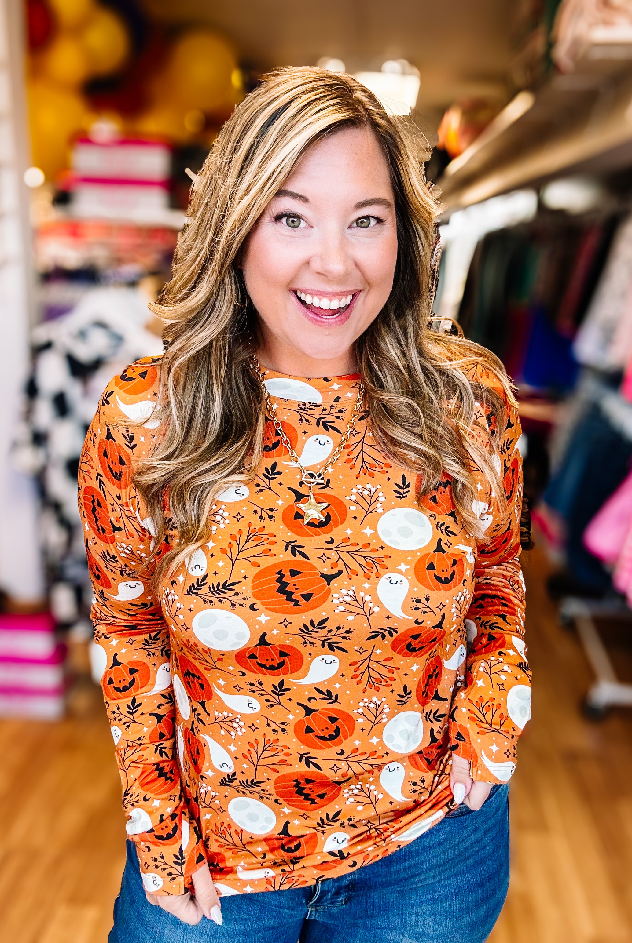 Blair Long Sleeve Top - Spooky Autumn-Blouses-Dear Me Southern Boutique, located in DeRidder, Louisiana