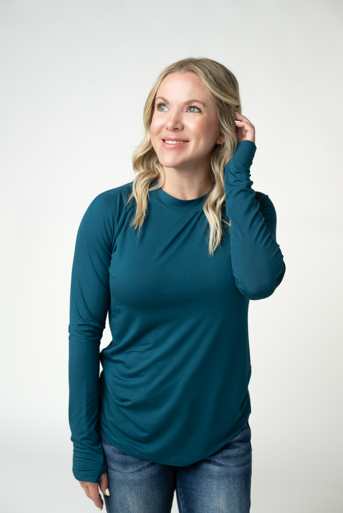 Blair Long Sleeve Top - Teal-Tops-Dear Me Southern Boutique, located in DeRidder, Louisiana